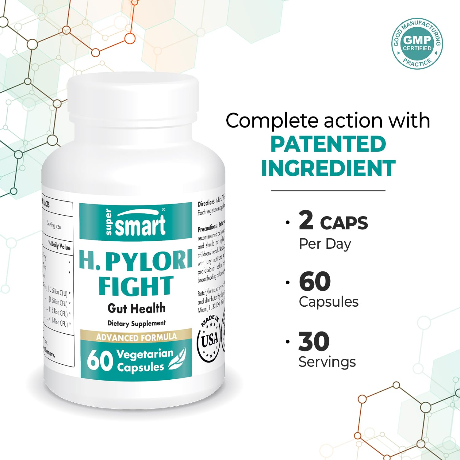 Supersmart - H. Pylori Fight Advanced Formula (Mastic Gum, Probiotics & Prebiotic)