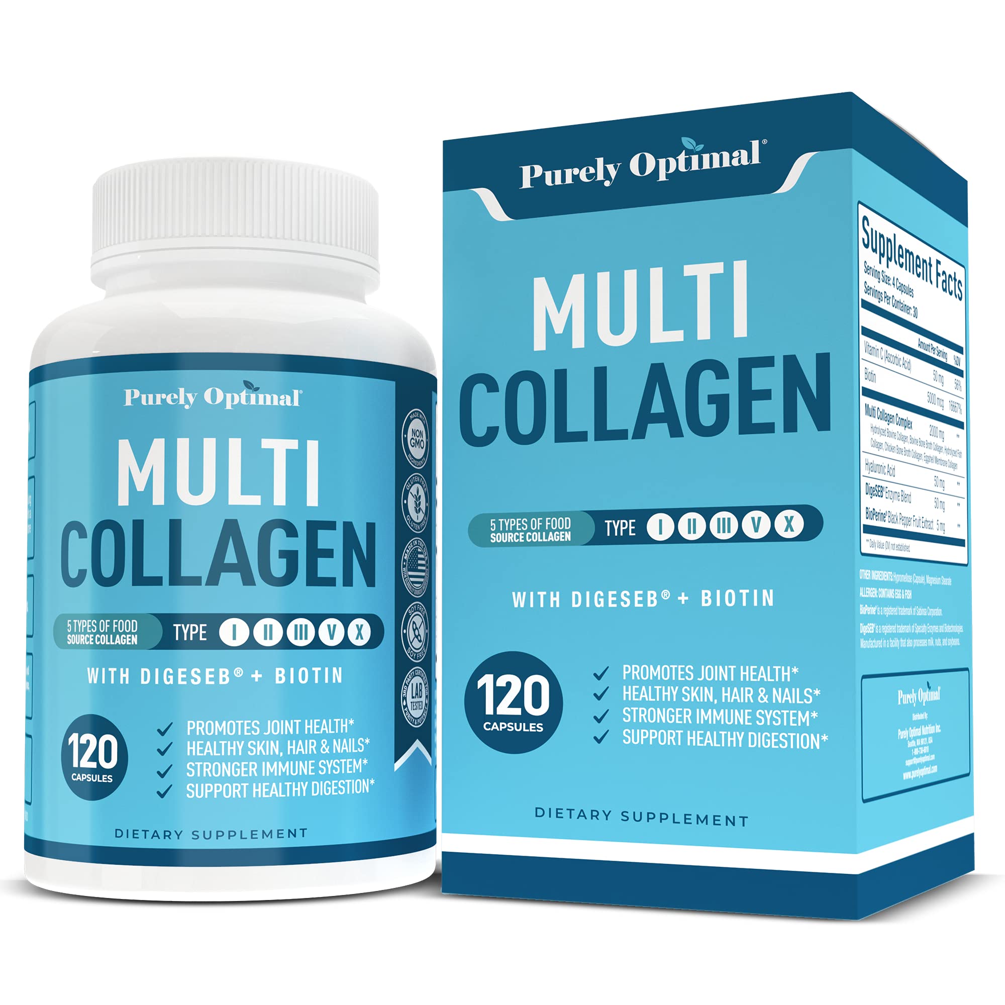 Premium Multi Collagen Peptides (Types I, II, II, V, X) - Collagen Pills for Skin Care