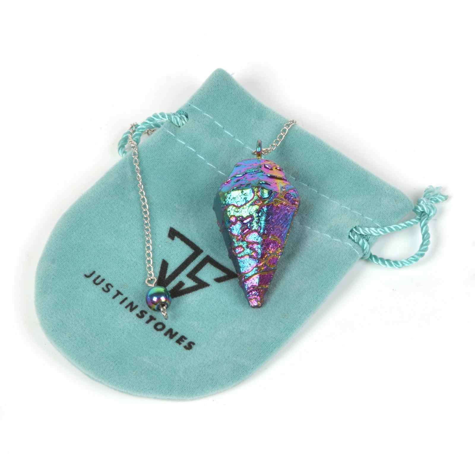 JUSTINSTONES Metallic Rainbow Coated Dragon Blood Fossil Gemstone Rock Crystal Hexagonal