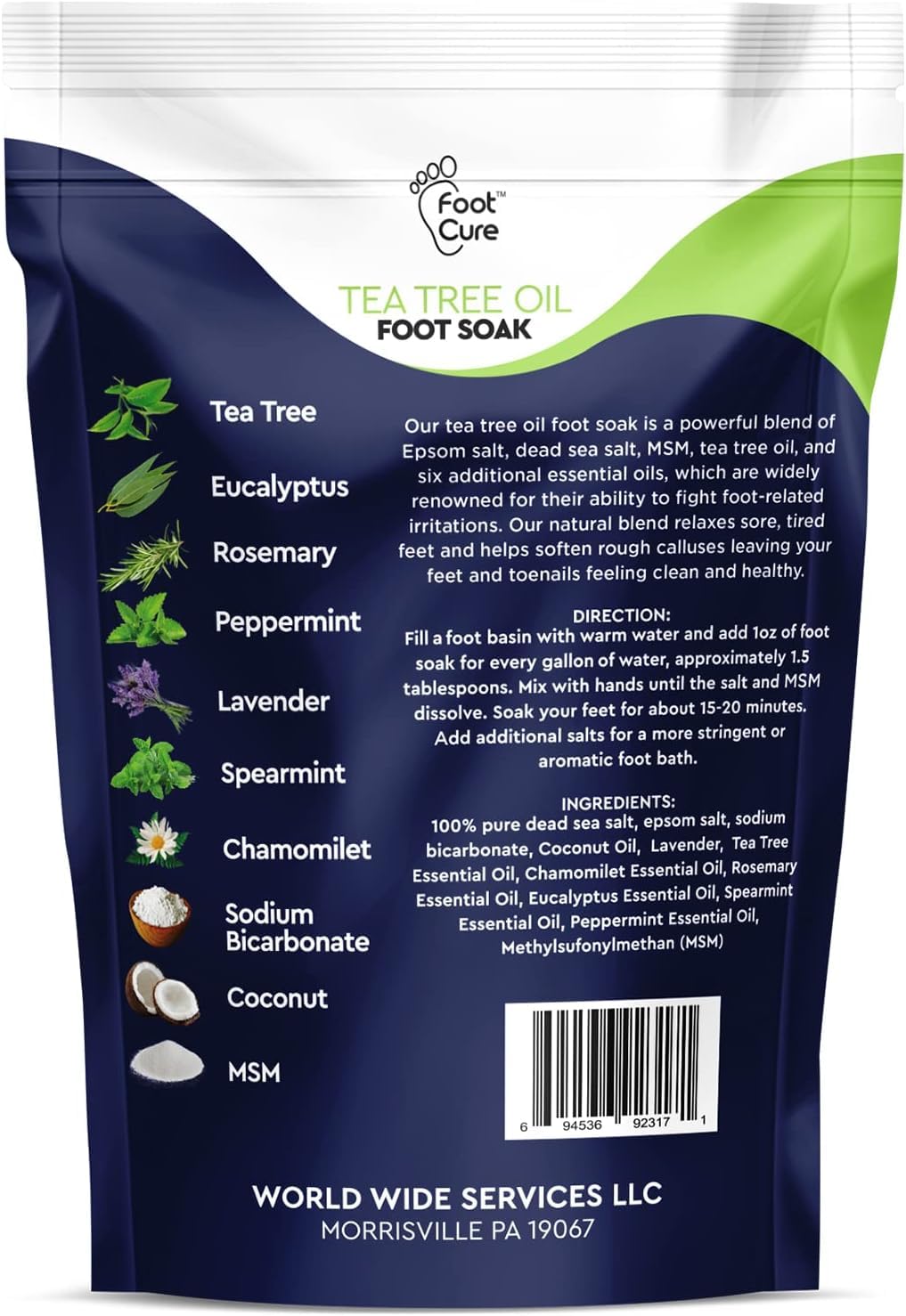 Tea Tree Oil & Citrus Detox Foot Soak with Epsom Salts - All Natural Salts for Post Workout