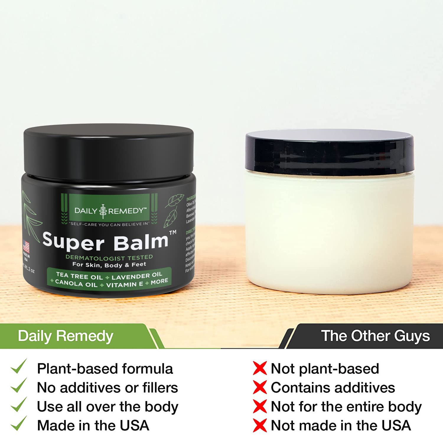 DAILY REMEDY Tea Tree Oil Extra Strength Super Balm - Athletes Foot Cream Combats
