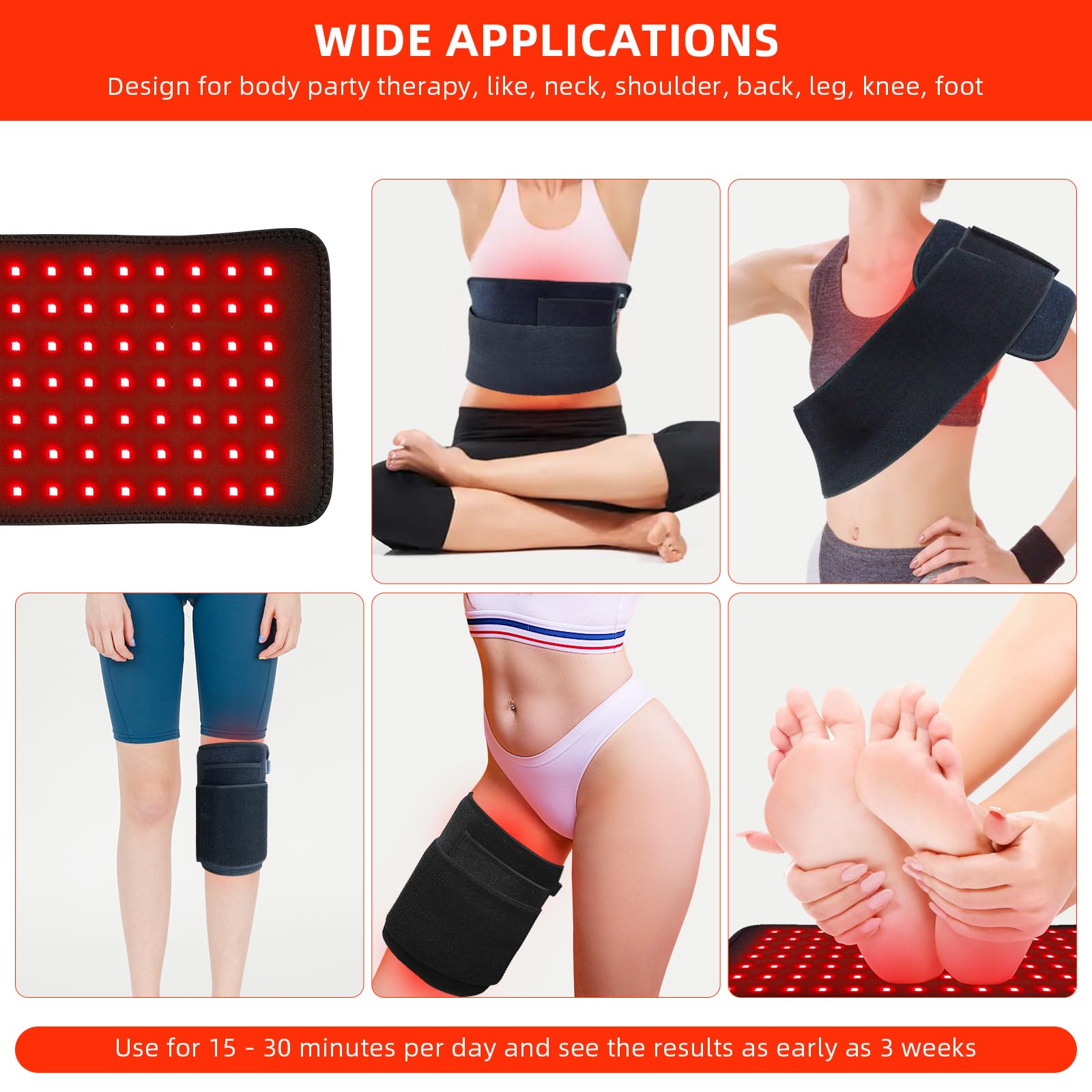 Red Light Therapy Infrared Light Therapy Pad for Body Pain NIR Deep Therapy for Back Knee Hands