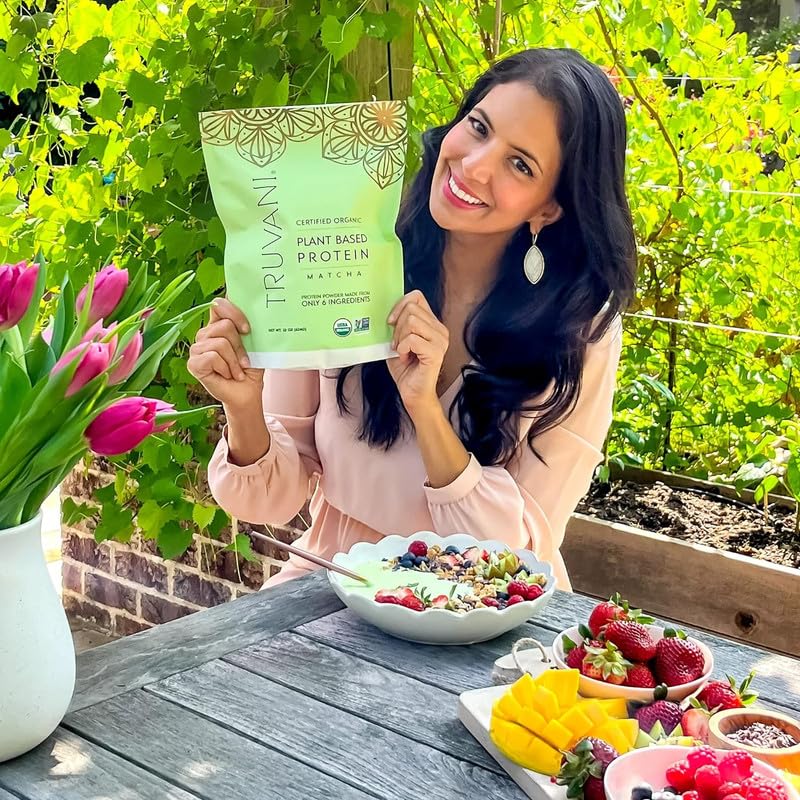 Truvani Organic Vegan Protein Powder Matcha - 20g of Plant Based, Organic Protein