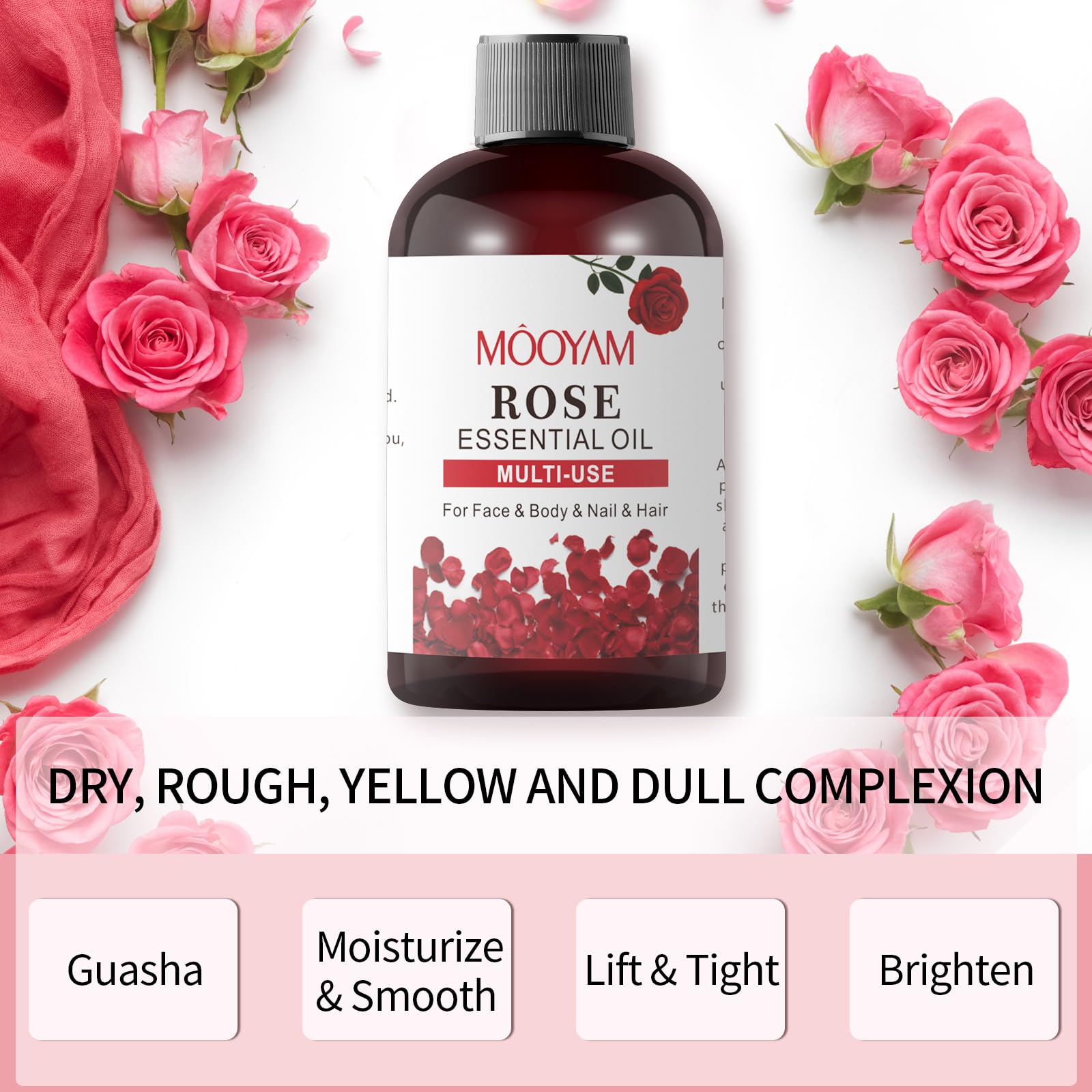 Rose Essential Oil Pure Rose Oil for Face 4OZ/118ML Organic Essential Oils for Diffuser Home Bedroom