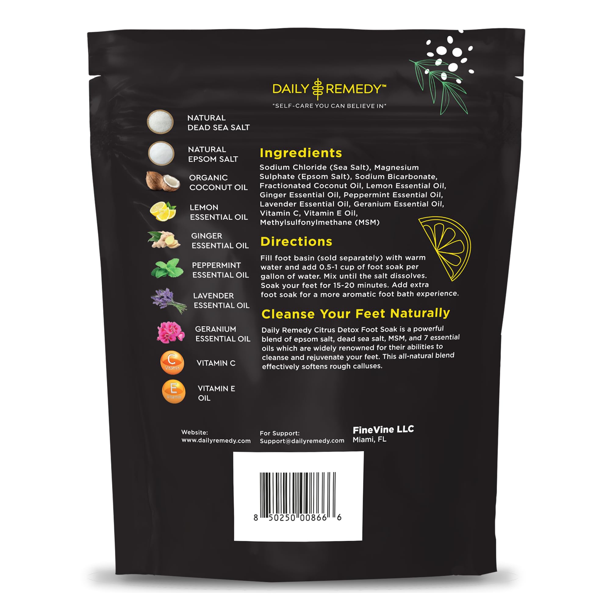 Citrus Detox Foot Soak with Epsom Salt - for Foot Callus, Immune Boost, Damaged Toenail