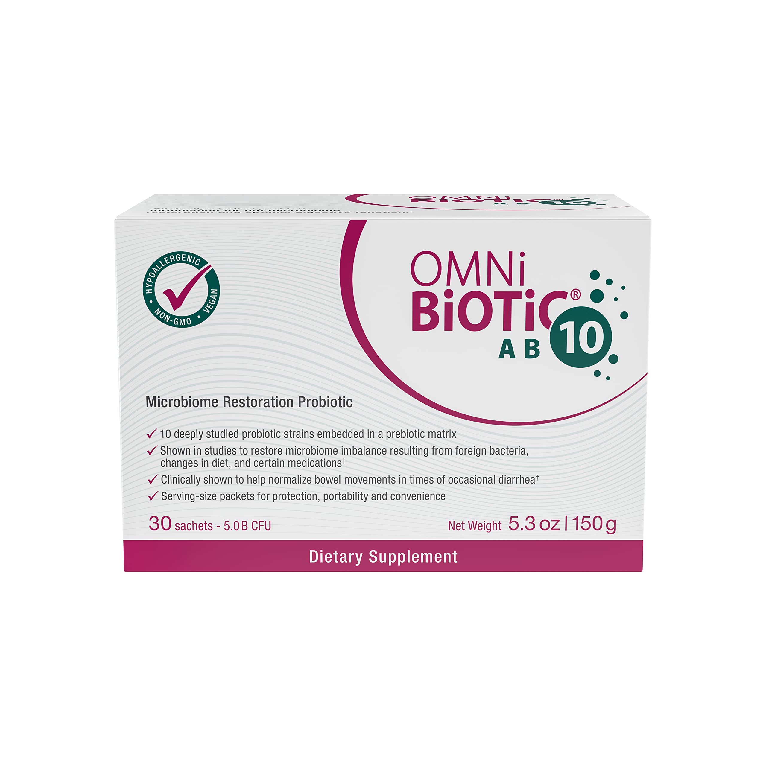OMNi BiOTiC AB 10 - Clinically Tested Restorative Probiotic - Supports & Restores Gut Flora & Digestion