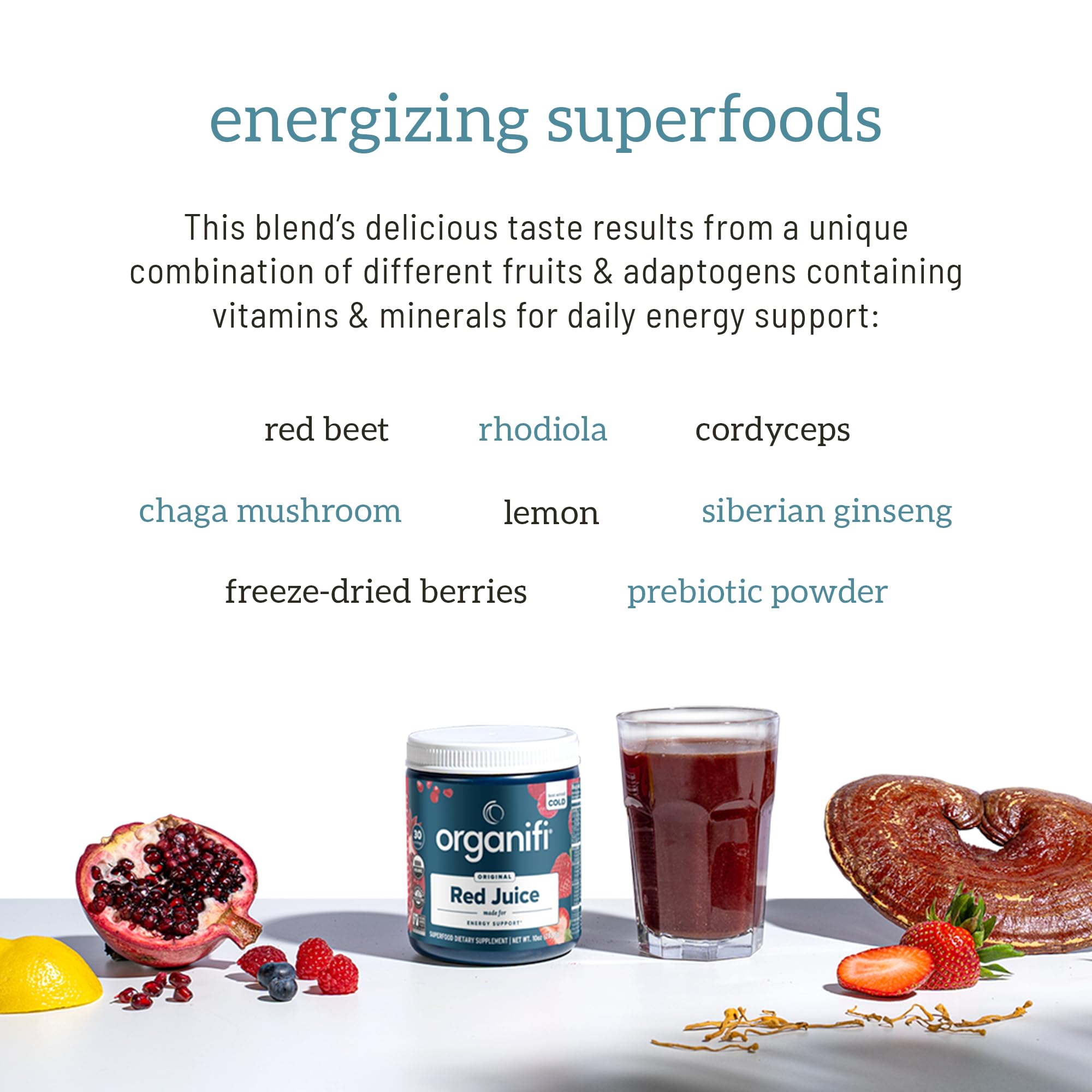 Organifi Red Juice - Vegan Energy Powder - Berry-Flavored Adaptogen Drink