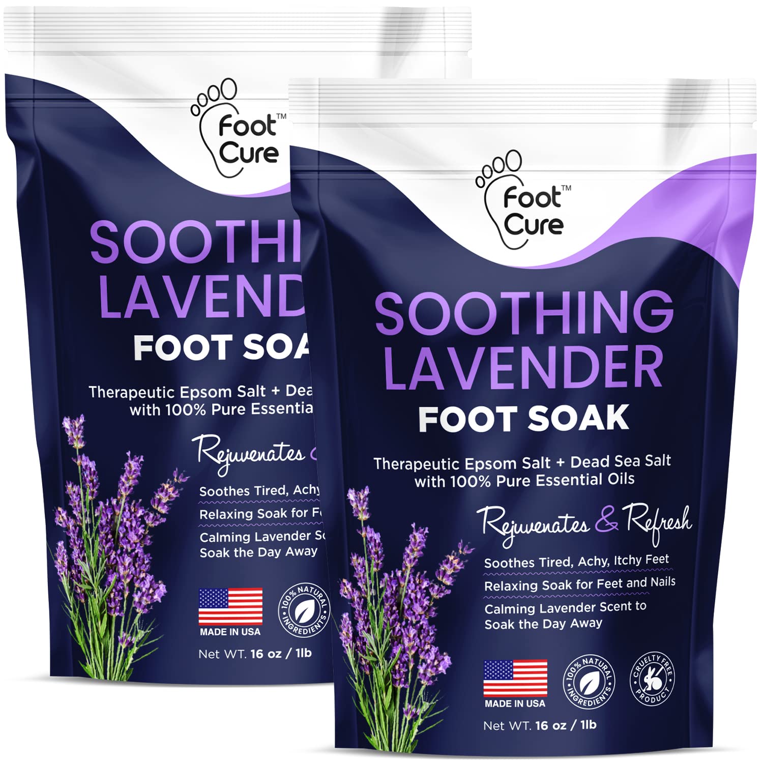 Soothing Lavender Foot Soak with Epsom Salt - Best Toenail Treatment, & Softens Calluses