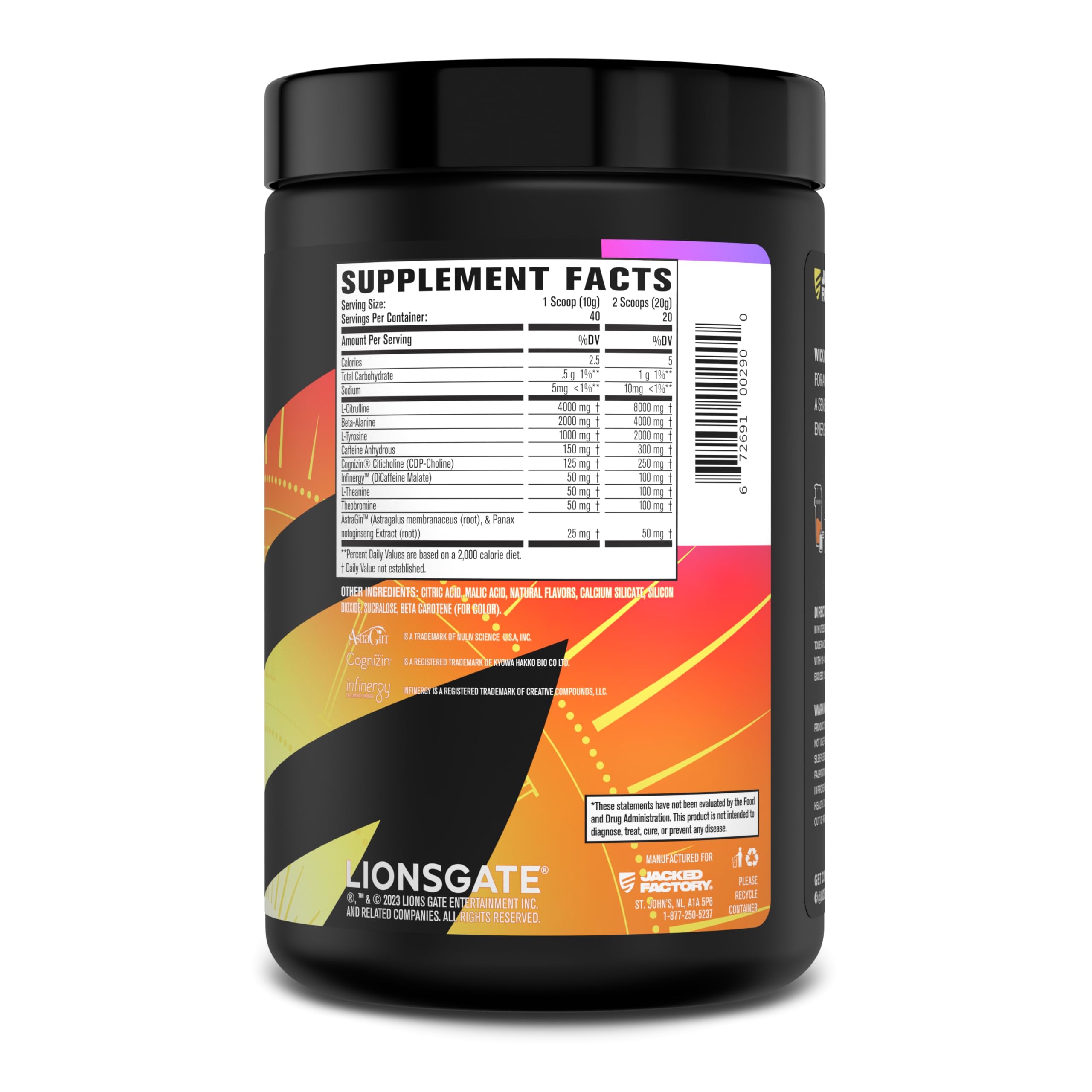 Jacked Factory X John Wick - Wick Mode Pre Workout Powder - Intense Energy