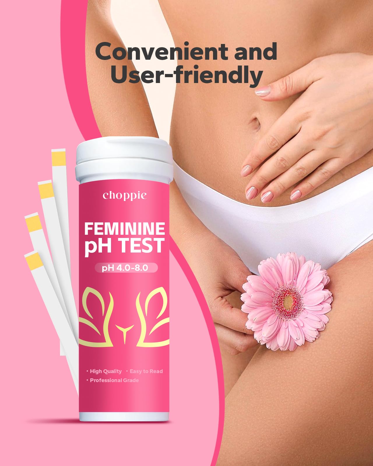 Choppie Vaginal Health pH Test Strips (50 Strips), pH Balance Test Strips for Women, Vaginal pH Test Strips