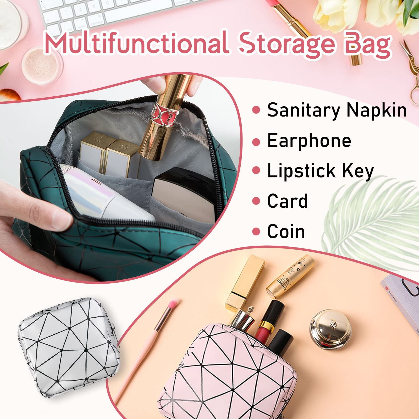 Sanitary Napkin Storage Bags 4PCS Menstrual Cup Pouches Nursing Pad Holder Tampon Bags