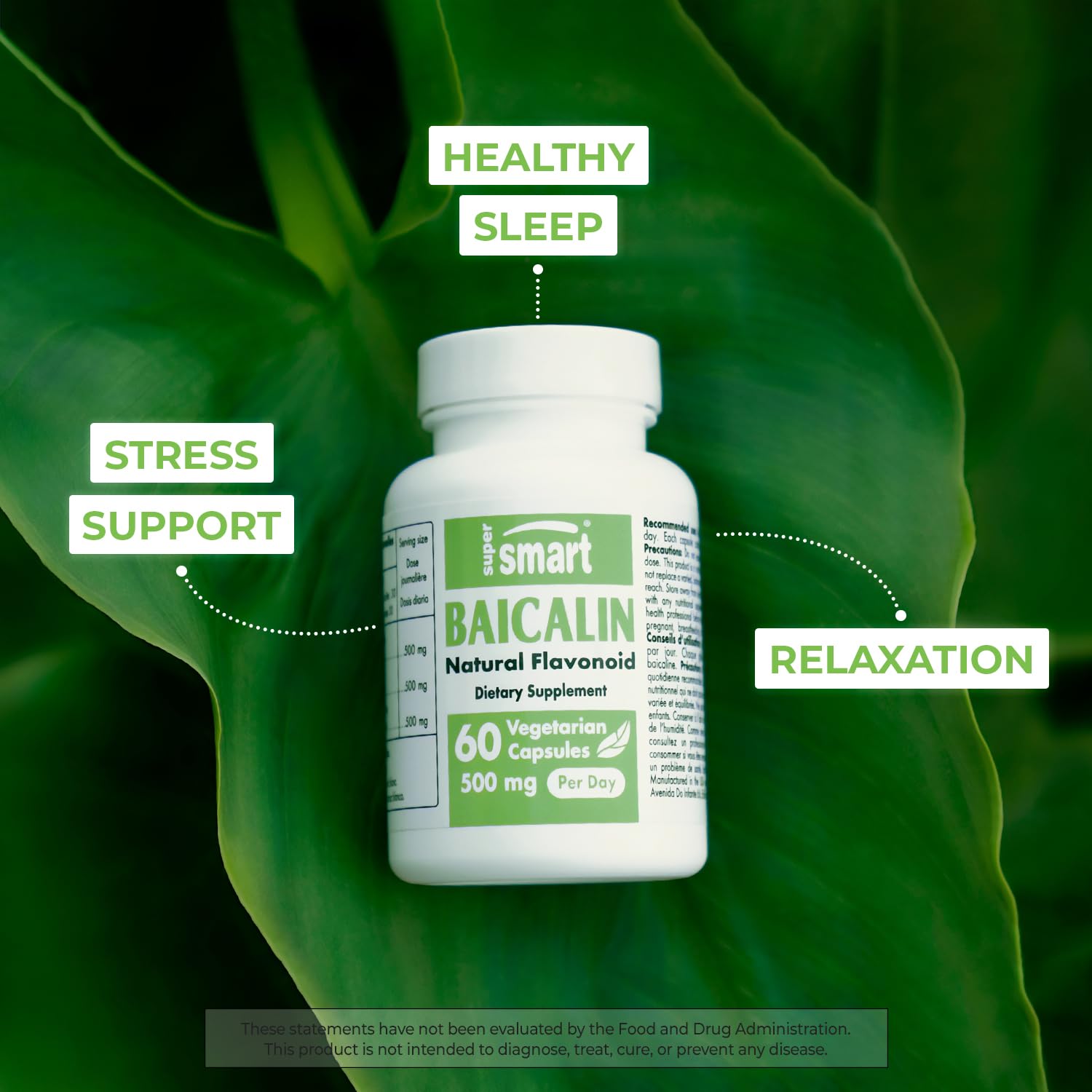 Supersmart - 90% Baicalin 500mg per Day (Scutellaria Baicalensis) - Chinese Skullcap