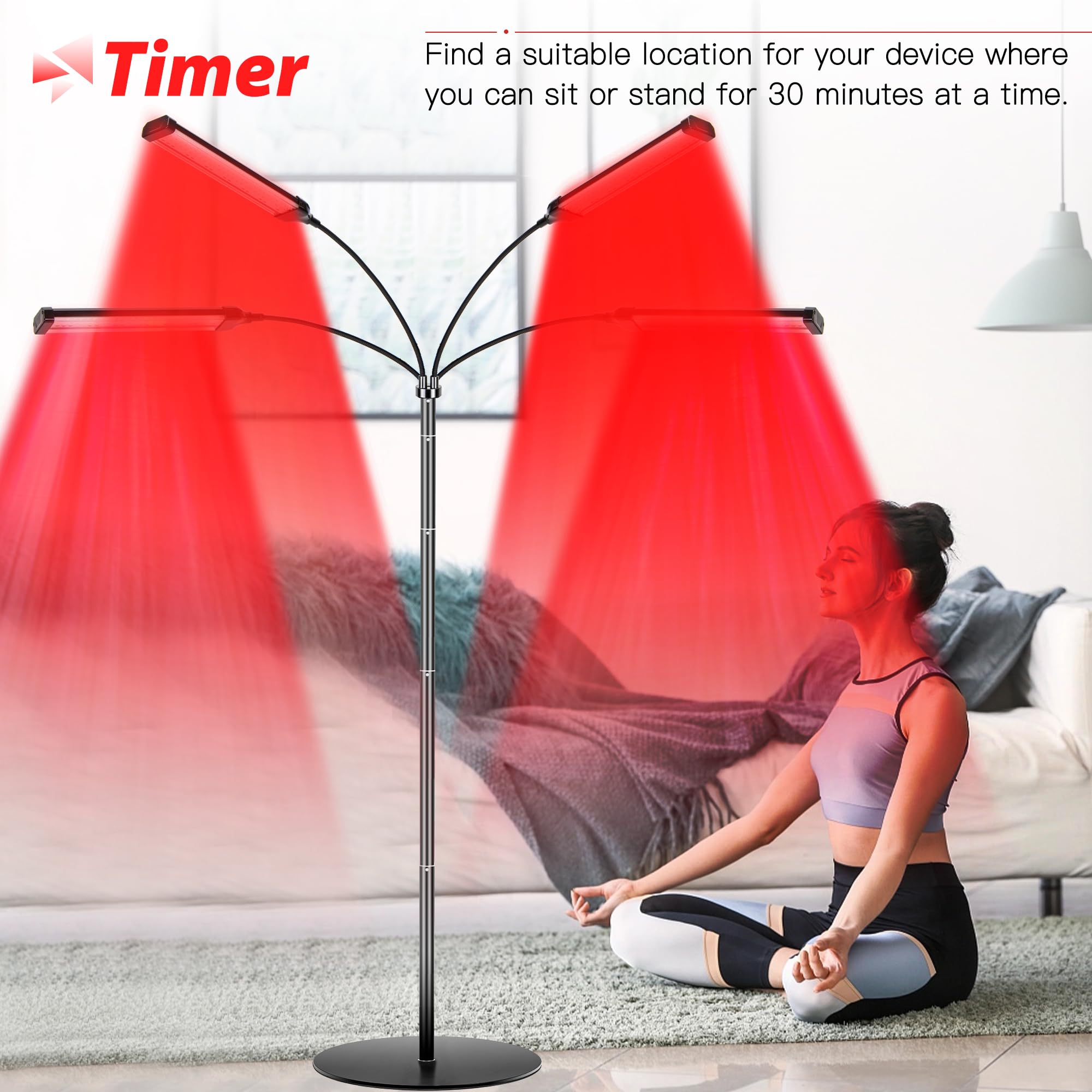 Dexnump Red Light Therapy for Face, 324 LEDs Red Light Therapy Lamp Height Free Adjustment Infrared