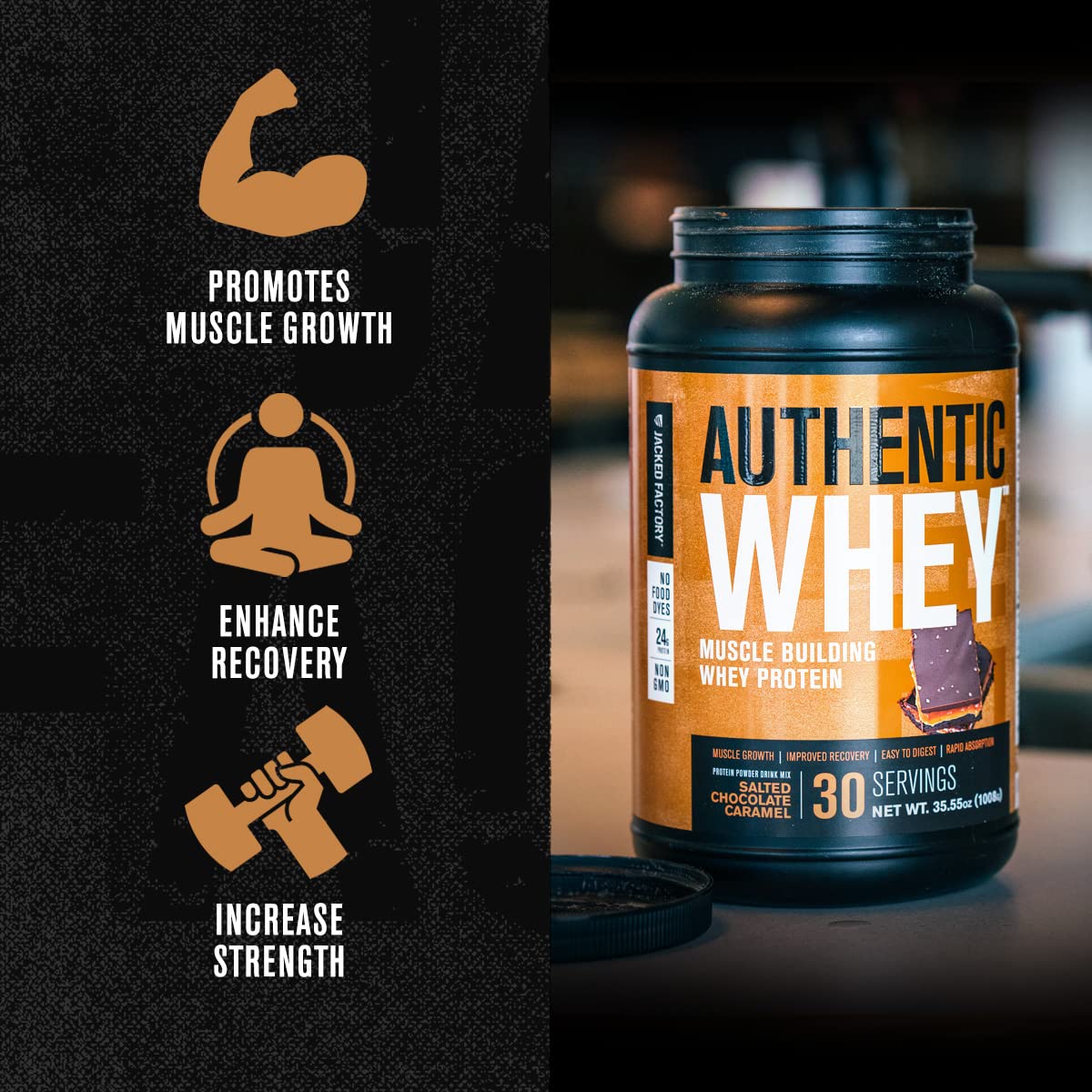 Jacked Factory Authentic Whey Muscle Building Whey Protein Powder - Low Carb