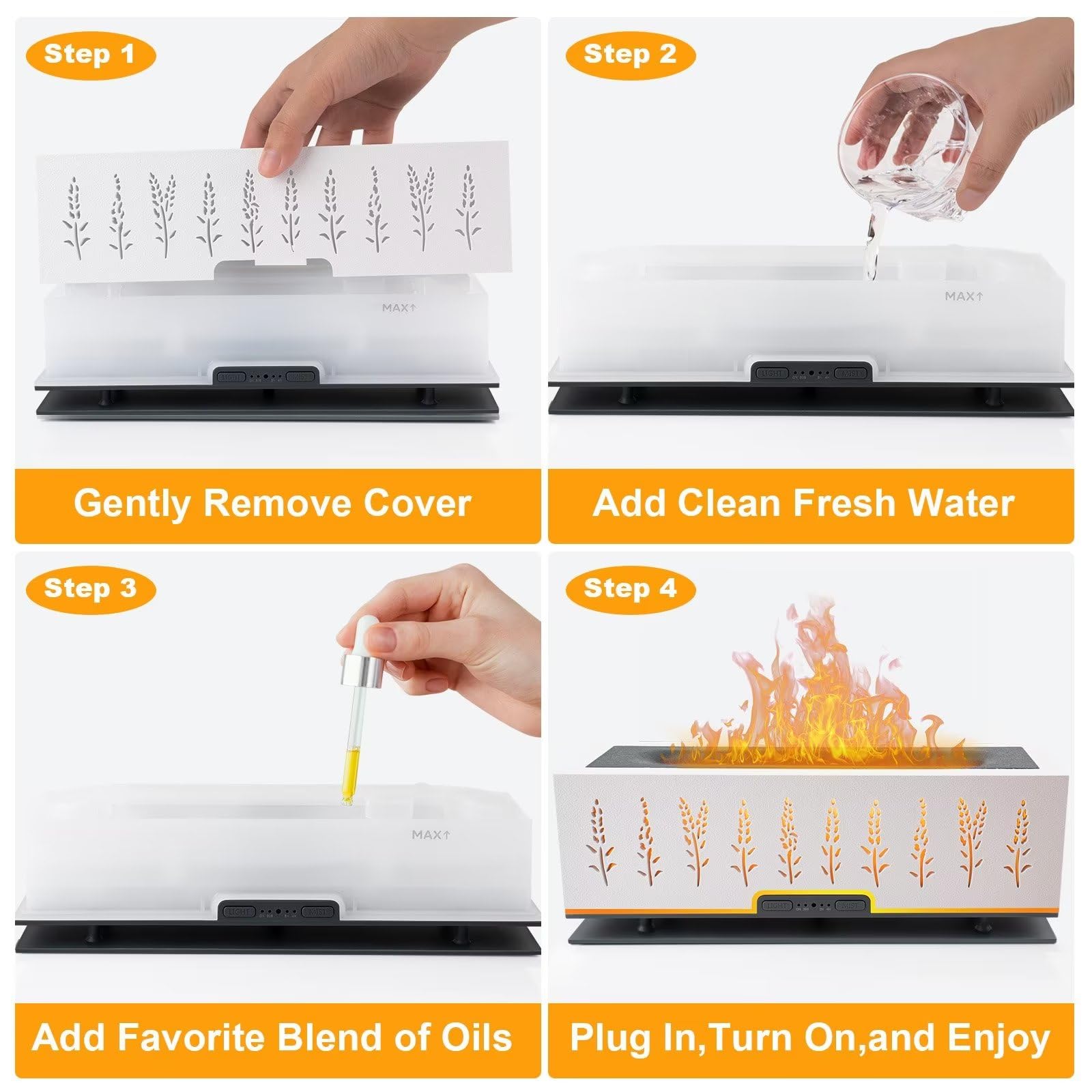 WENPHONE Flame Air Aroma Diffuser Humidifier, Essential Oil Diffuser, 200ml Aromatherapy Diffuser