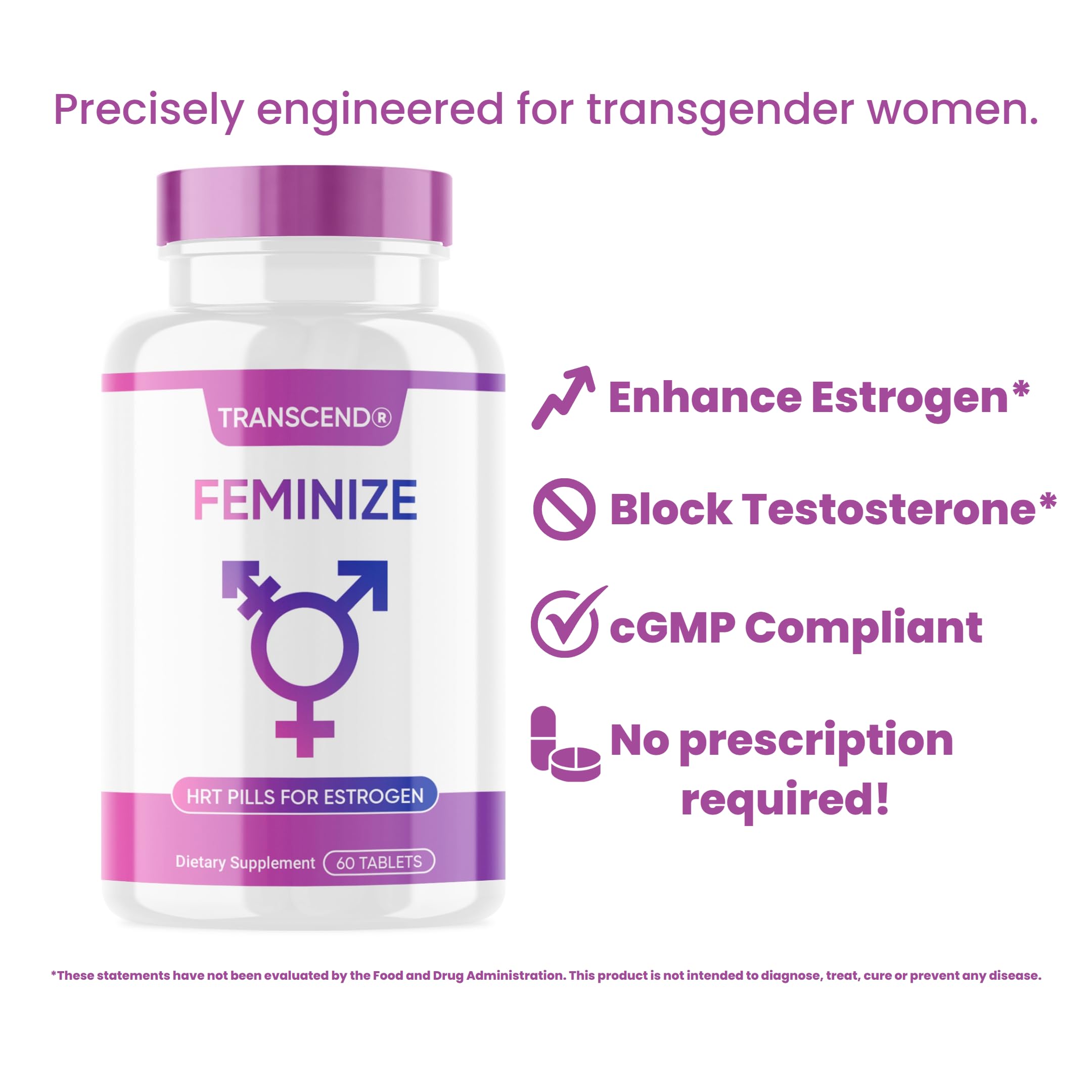 FEMINIZE Transcend HRT Pills for Estrogen - Potent HRT Estrogen Complex - Big Breats Soft Skin Feminizer