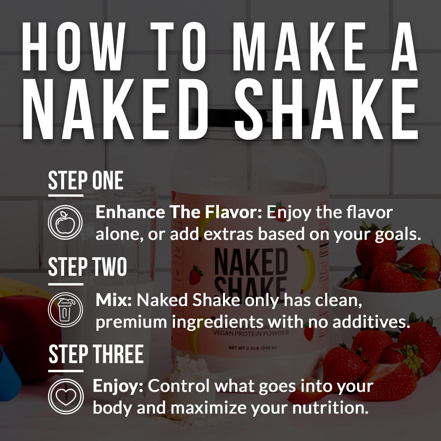 NAKED nutrition Naked Shake - Vegan Protein Powder, Strawberry Banana - Flavored Plant