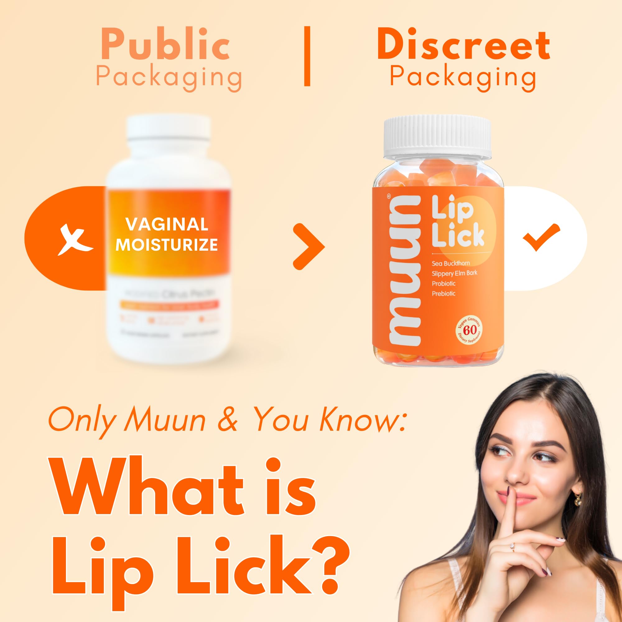 Muun Vaginal Dryness Gummy for Perimenopause Menopause with Slippery Elm Bark, Omega