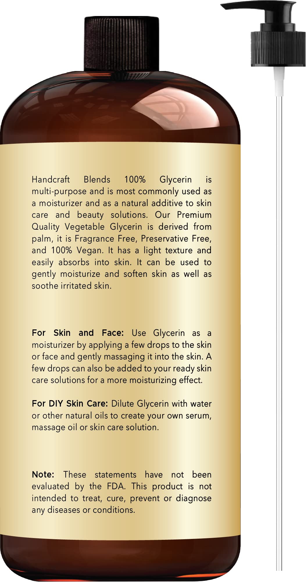 Handcraft Blends Vegetable Glycerin for Skin and Hair 28 oz - Pure Vegetable Glycerin Liquid