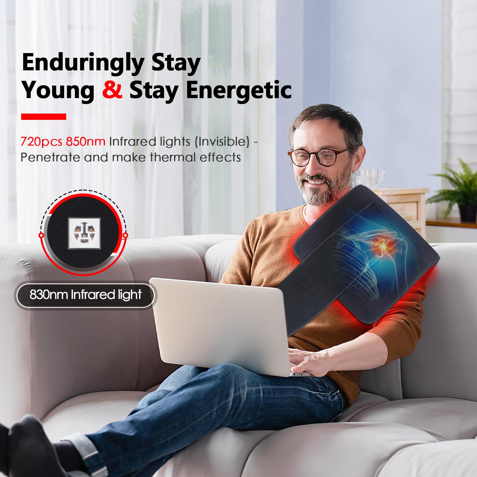 RUISQM Red Light Therapy Mat for Body - 360 LEDs Large Red & Infrared Light Therapy Pad Blanket