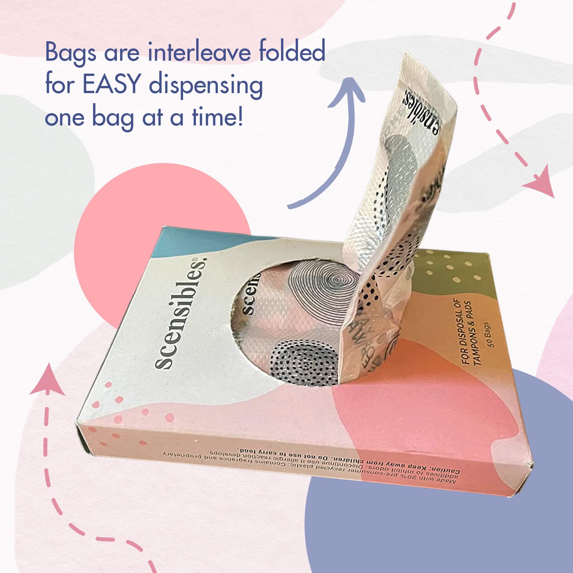 Scensibles Personal Care Disposal Bags (50 Count) - For Tampons, Pads, Liners, Condoms & More