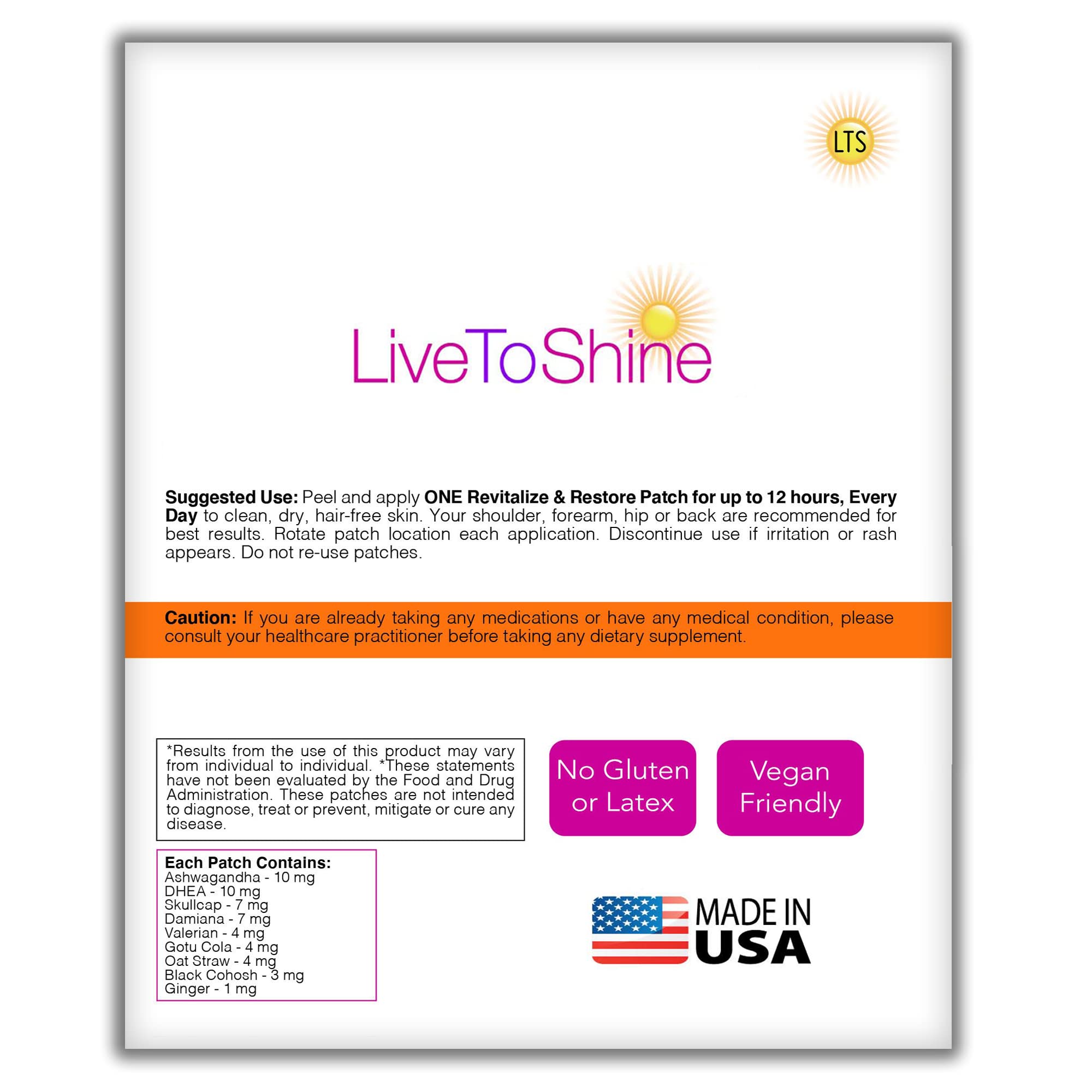 Menopause Relief Topical Patches - 30 Days Supply - USA Made by Live To Shine