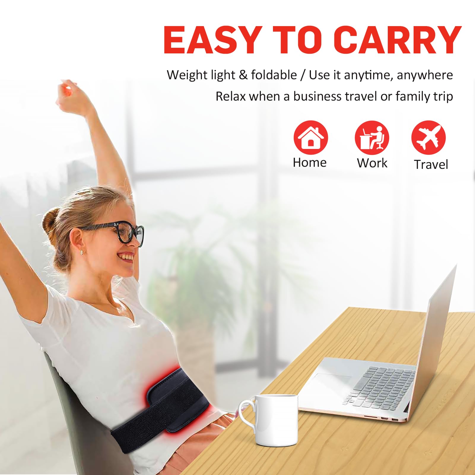 Red Light Therapy Belt, Infrared Light Therapy for Body, Wearable Wrap with Timer