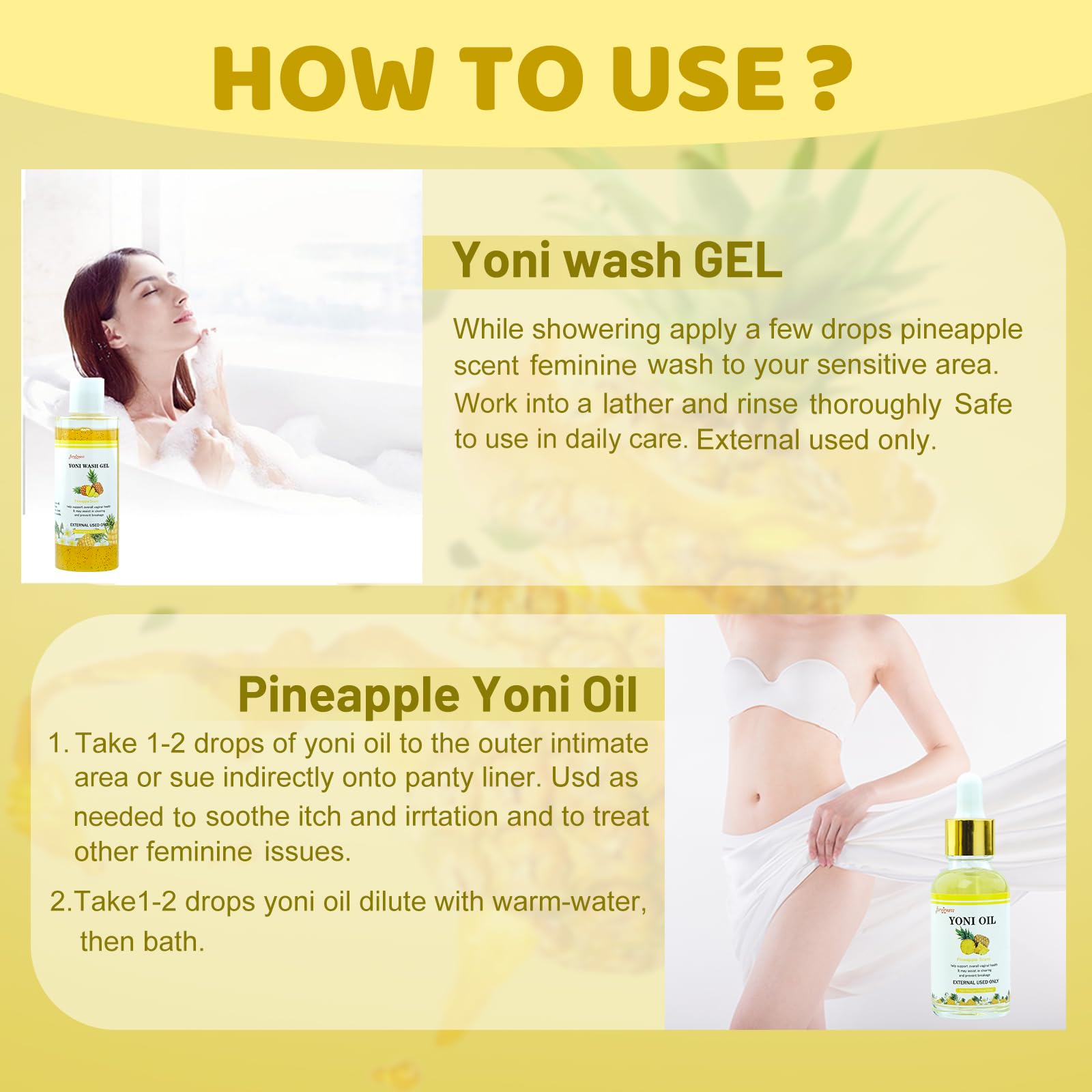 forvirness Natural Yoni Wash Yoni Oil Set, Cleanse - Remove Odor - ph Balance Feminine Wash