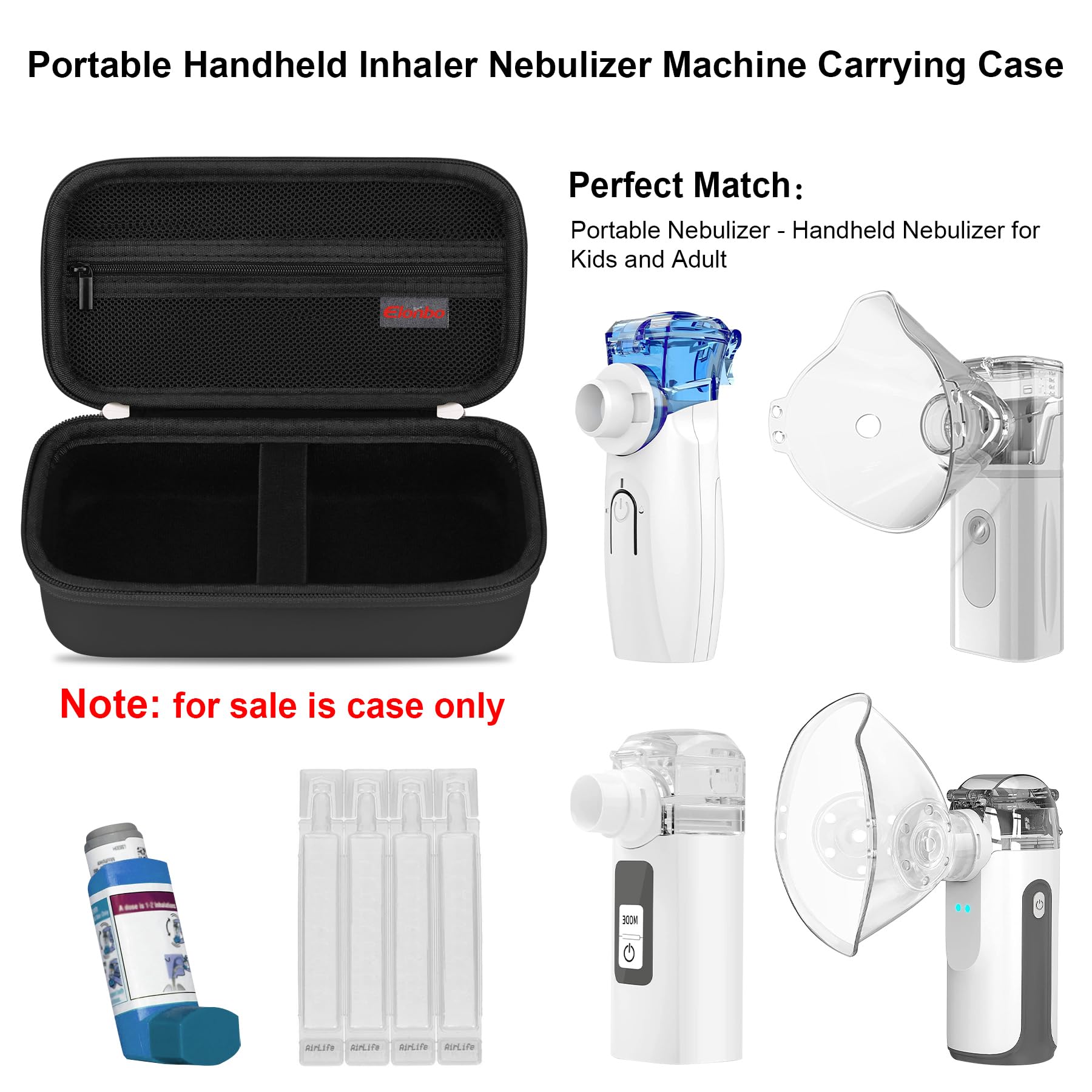 Elonbo Carrying Case for Portable Handheld Inhaler Nebulizer Machine for Adults and Kids