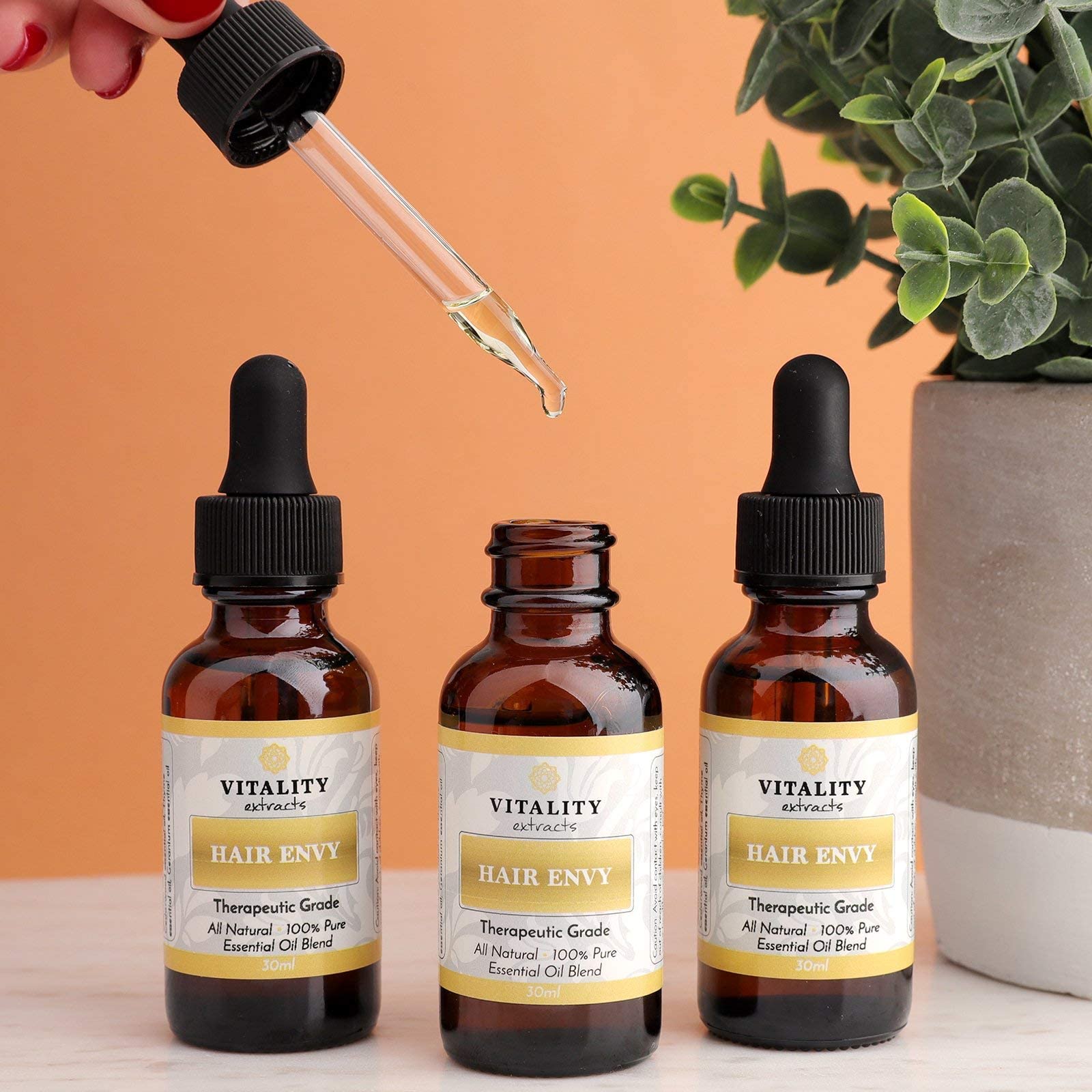 Hair Envy - Natural Hair Growth Serum (by Vitality Extracts) - 100% Pure Essential Oils, 15 Plant Extracts