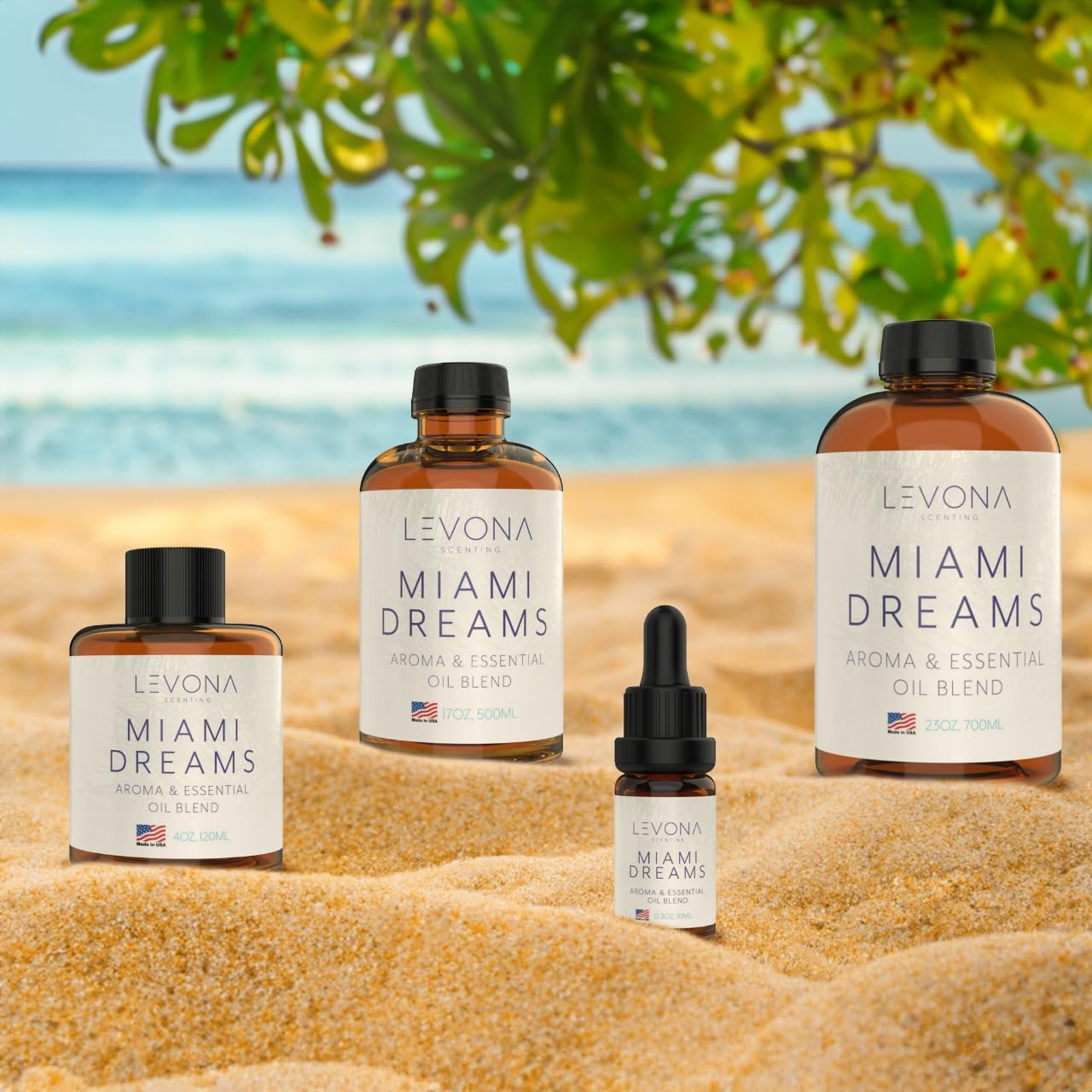 Levona Scent Essential Oils for Diffusers for Home: Miami Dreams Hotel & Home Luxury Scents Fragrance Oil