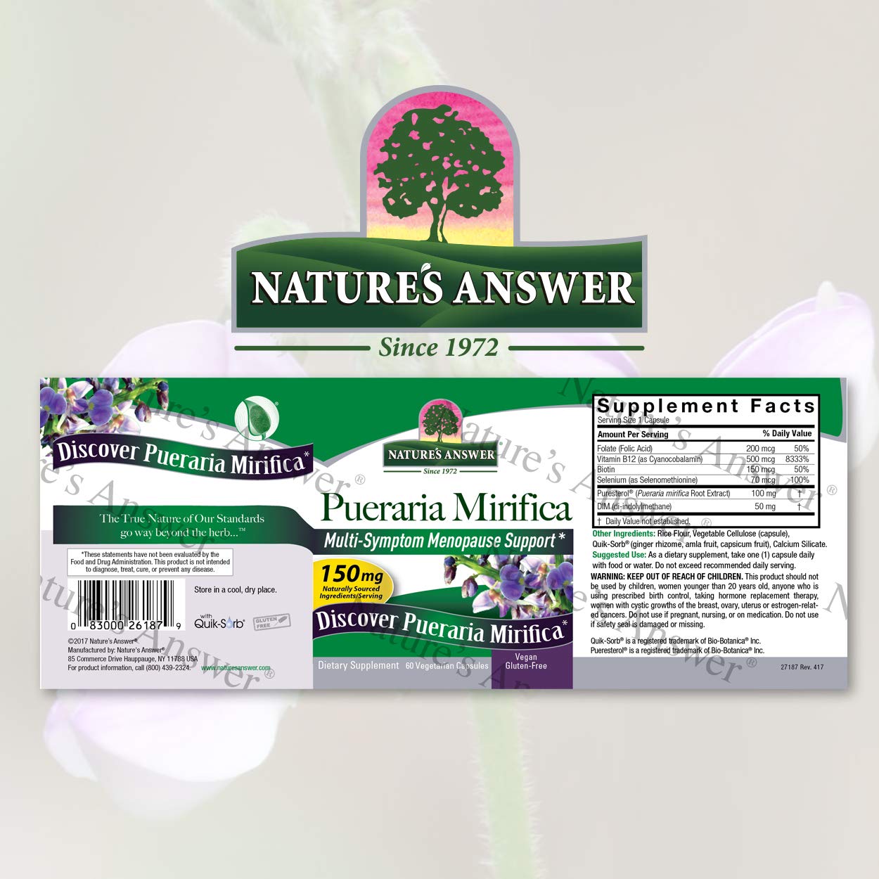 Nature's Answer Pueraria Mirifica Capsules 60 Count | Female Reductive Support | Smooth Skin & Hair