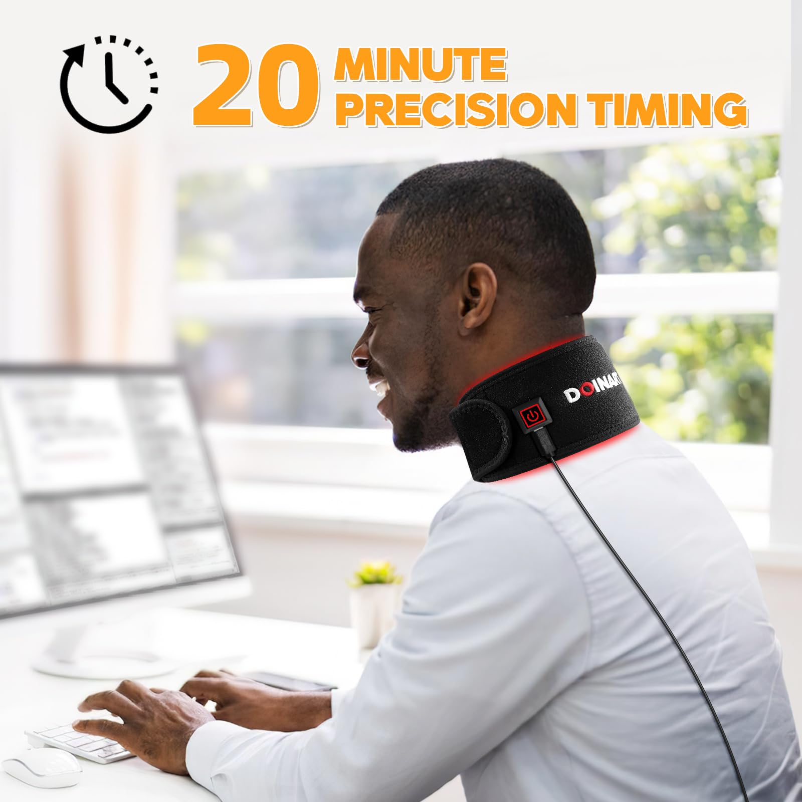 Doinart Red Light Therapy Belt for Neck, Portable Near Infrared Light Therapy for Face