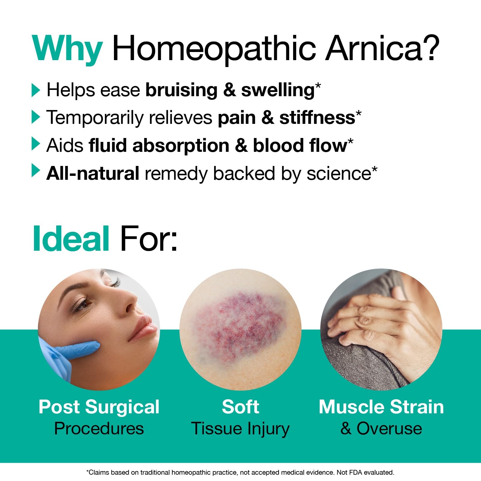 VitaMedica Arnica Montana 30X Homeopathic Tablets for Bruising Pain and Swelling | Plant Based Formula
