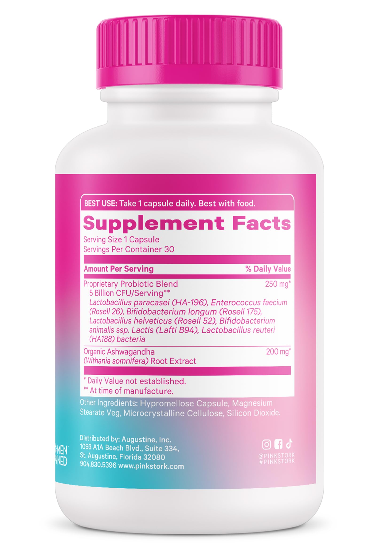 Pink Stork Fertility Support Probiotics for Women with Ashwagandha for Vaginal Health, Conception