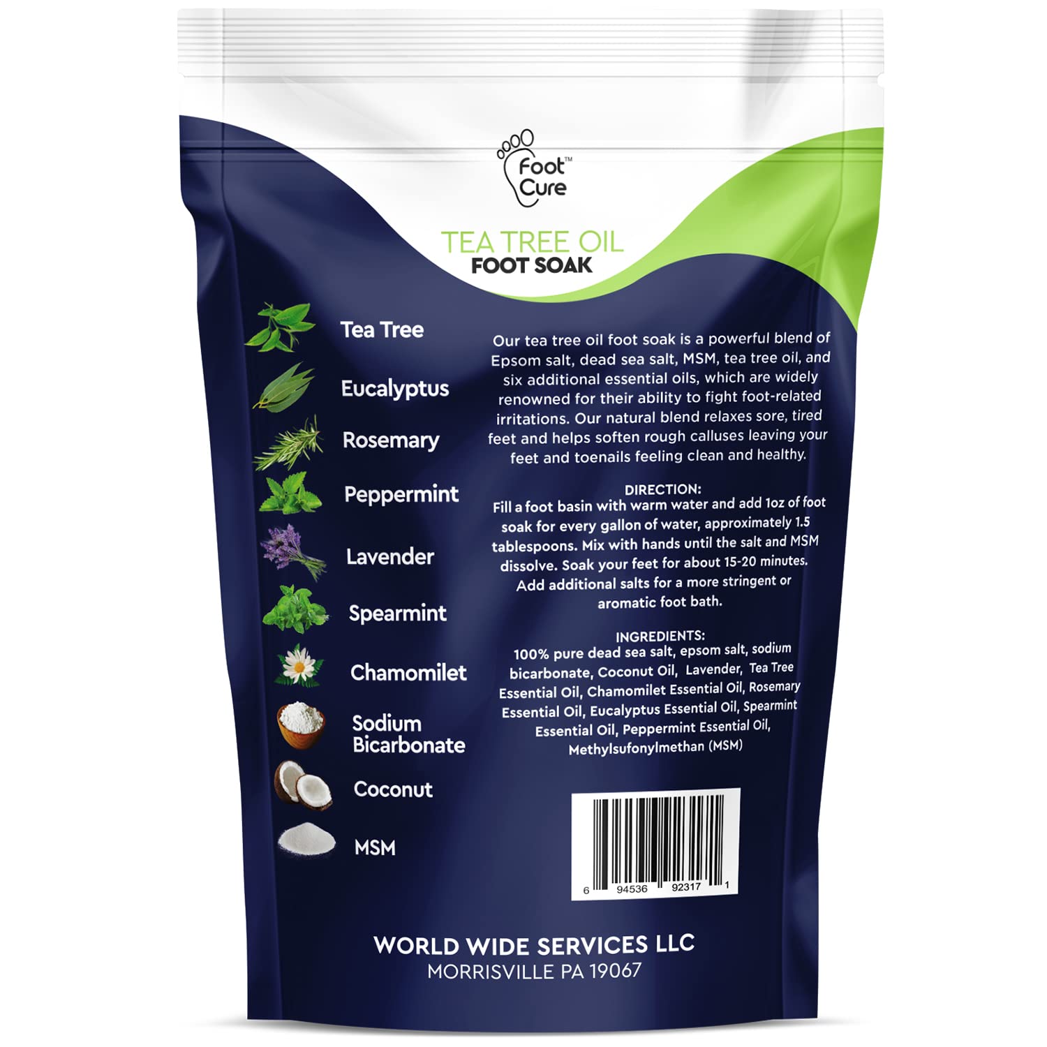 Tea Tree Oil Foot Soak with Epsom Salt - Best Toenail Fungus Treatment, Athletes