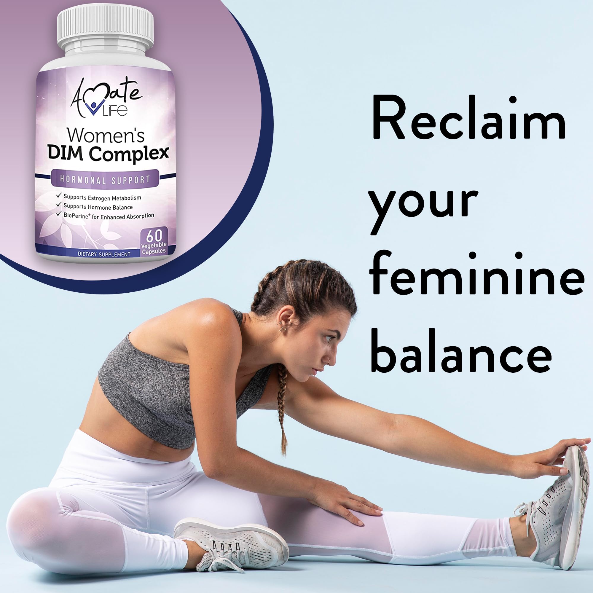 Women’s DIM Complex 150mg - Bioperine Estrogen Balancing Pills for Menopause & Hot Flashes Relief