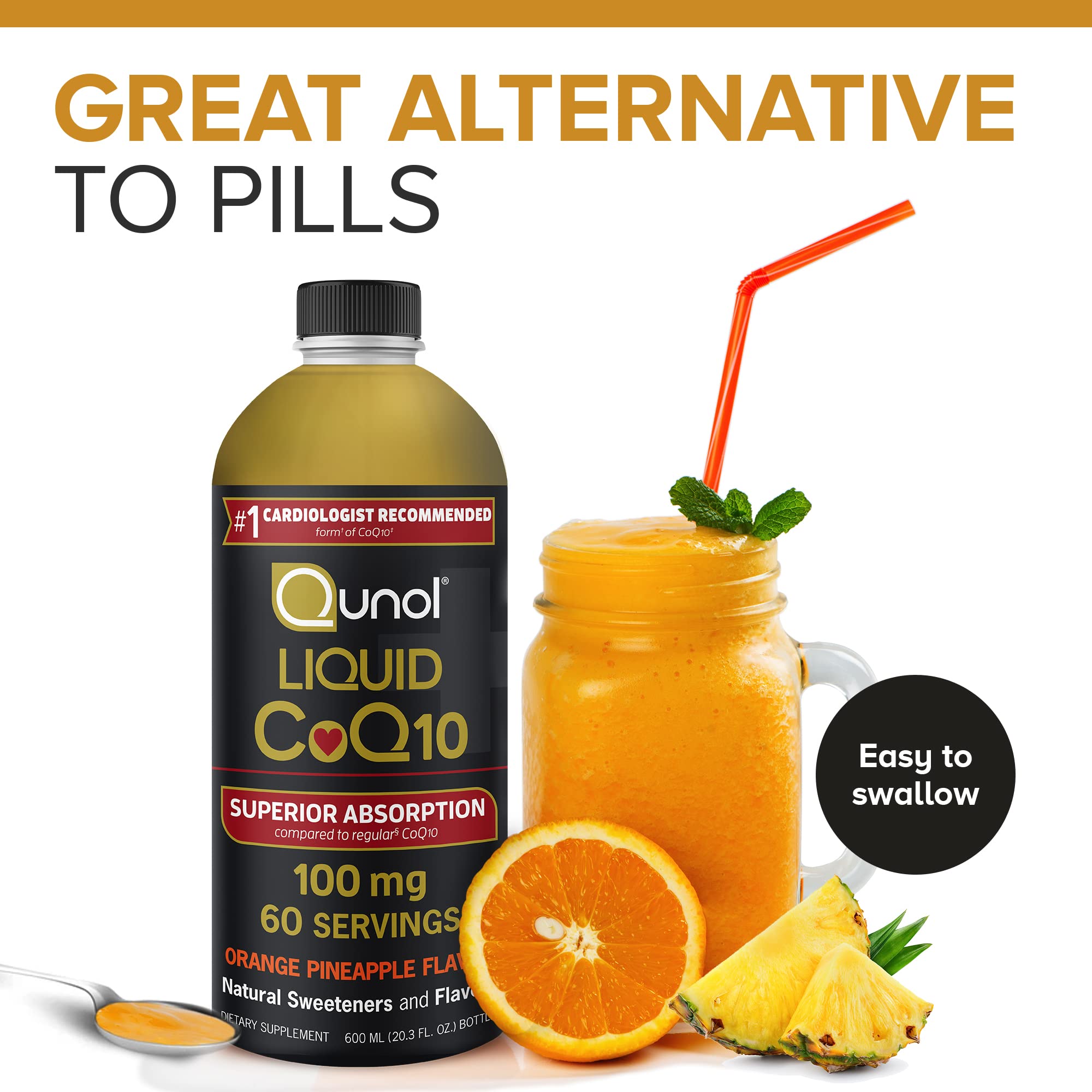 Qunol Liquid CoQ10 100mg, Superior Absorption Natural Supplement Form of Coenzyme