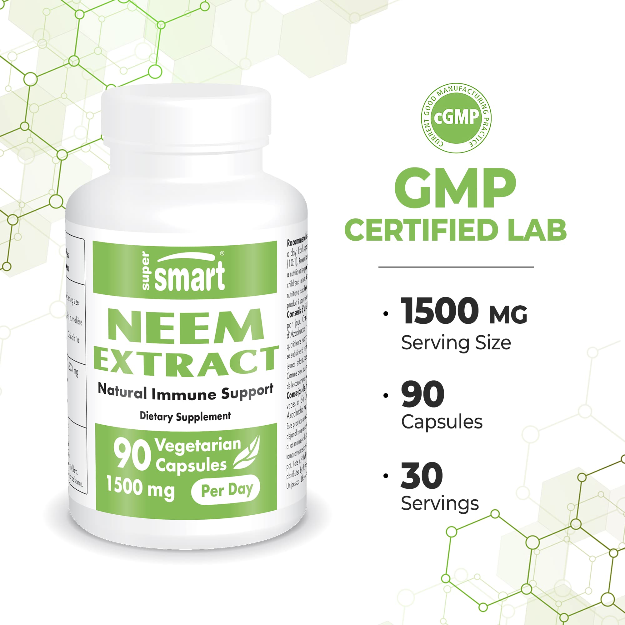Supersmart - Neem Supplement 1500 mg per Day (Azadirachta Indica Leaf Oil Extract)