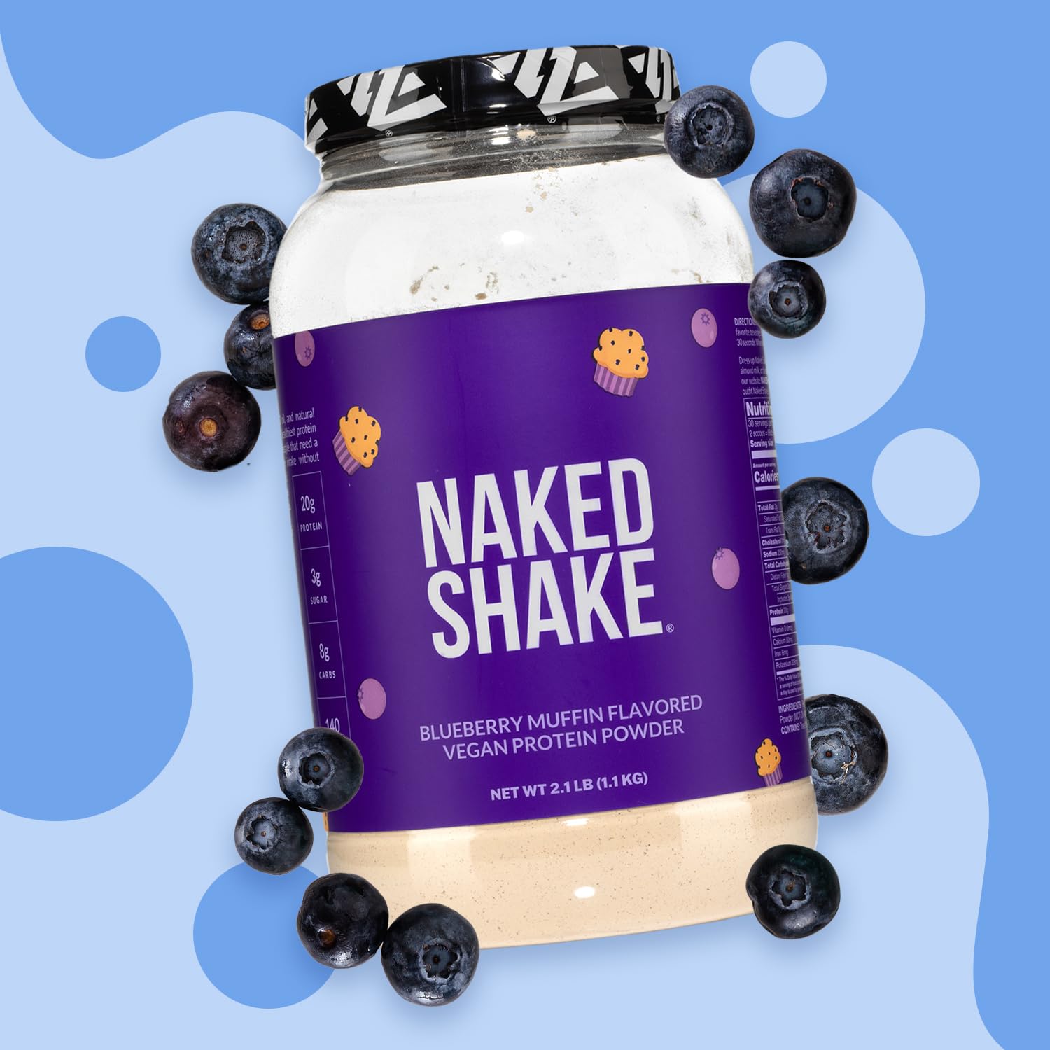 Naked Shake - Blueberry Muffin Protein Powder - Flavored Plant Based Protein