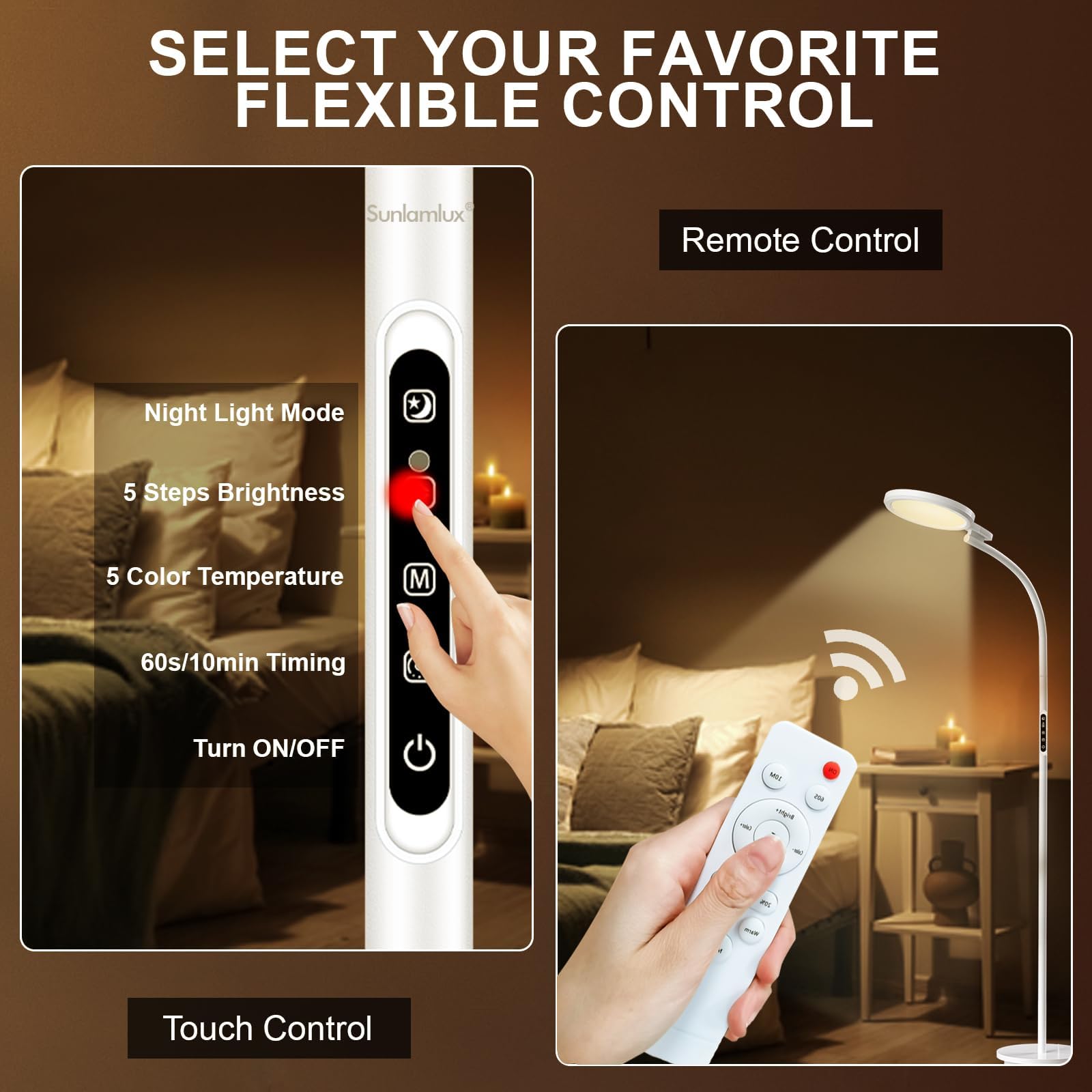 Sunlamlux Light Therapy Lamp, UV-Free Sun Light Therapy Lamp, 10000 Lux Floor Lamp