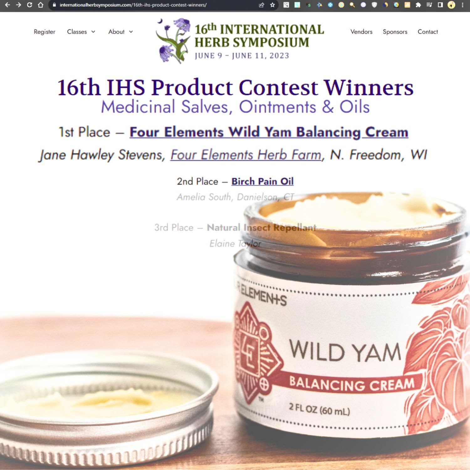 Four Elements 4E Wild Yam Organic Balancing Cream for Women -1st Place Winner