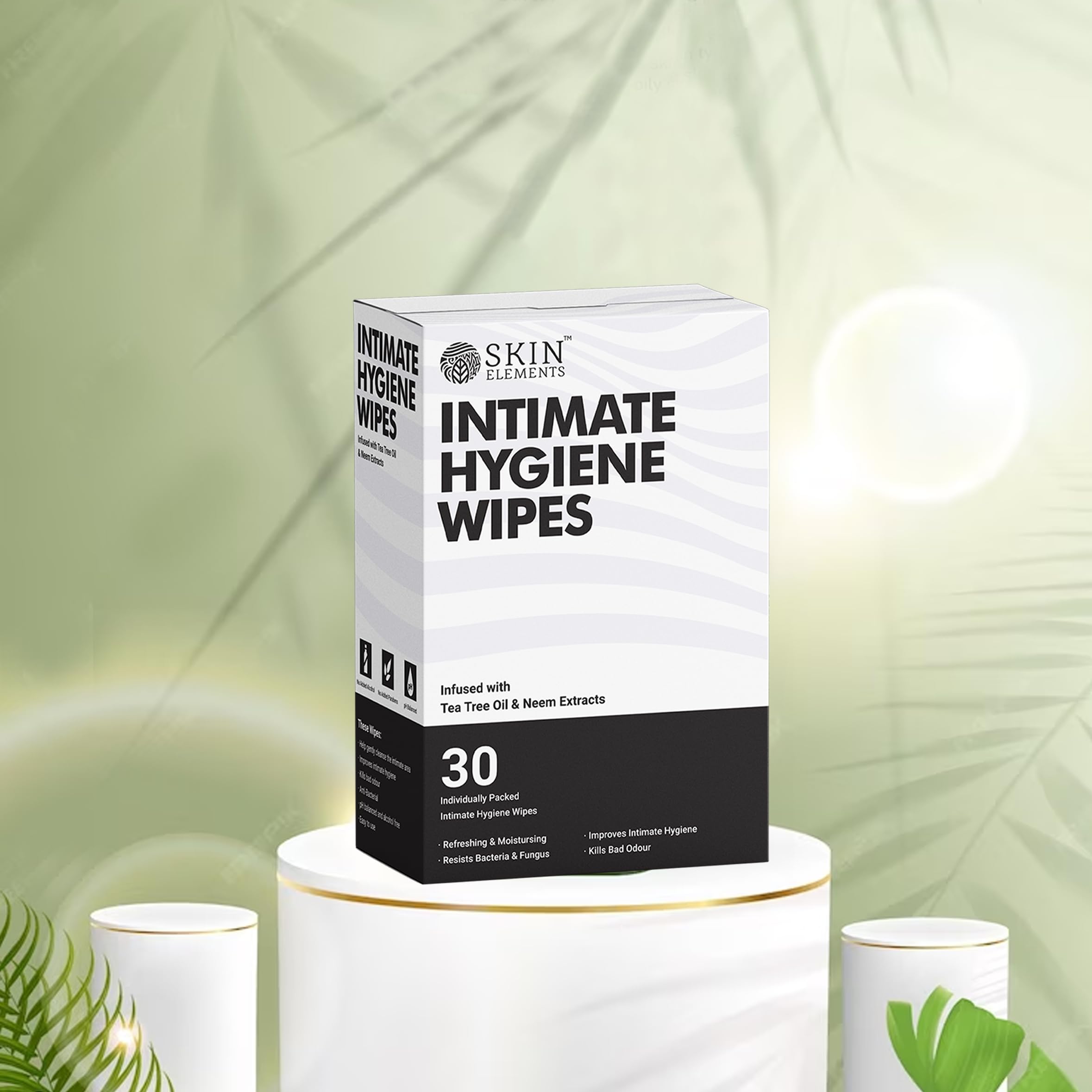 Skin Elements Intimate Hygiene Wipes | pH Balanced Wipes with Tea Tree Oil | Avoids Itching and Bad Odor