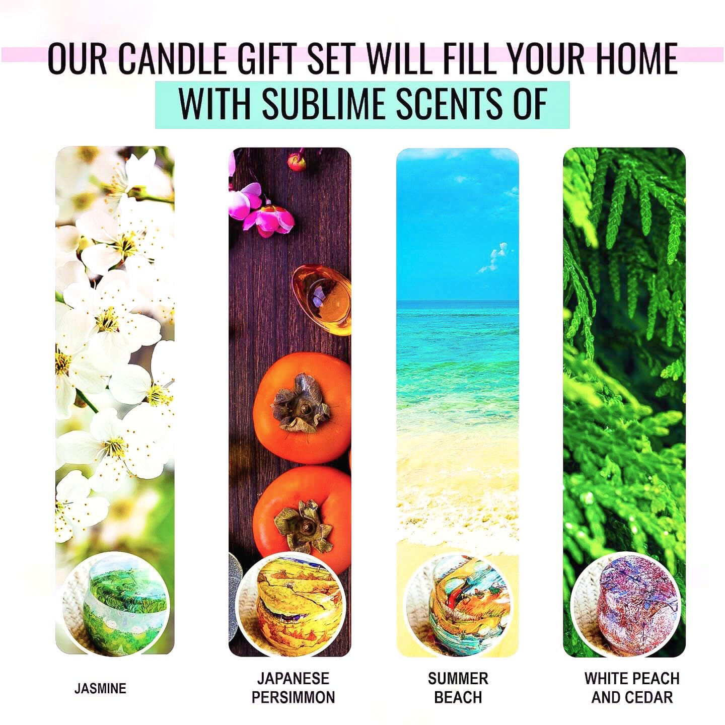 Scented Candles Gift for Women, 4 Pack, Reusable Tin Box, Luxury Candles for Home