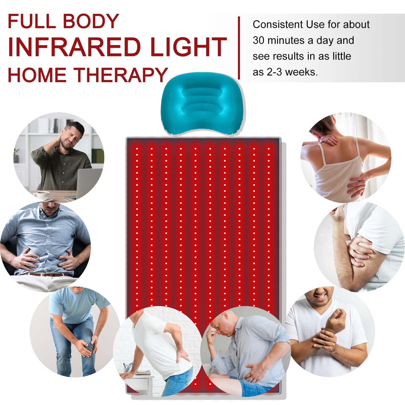 Red Light Therapy Pad 38 * 23.6 in - Red Light Therapy Body, 400 LEDs Using 660nm Red Light