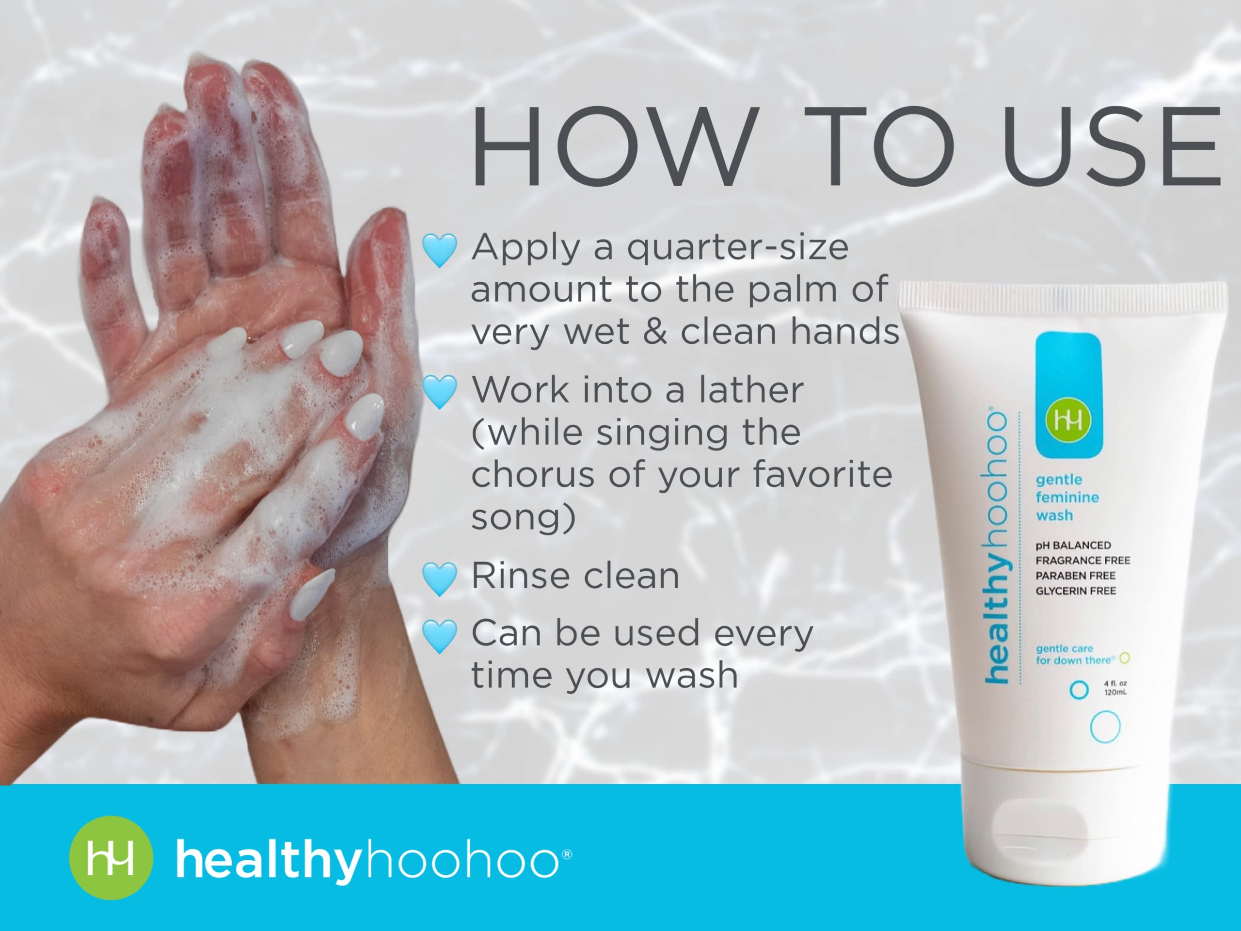 healthy hoohoo Gentle Feminine Wash - Organic Ingredients, pH Balanced, Fragrance Free