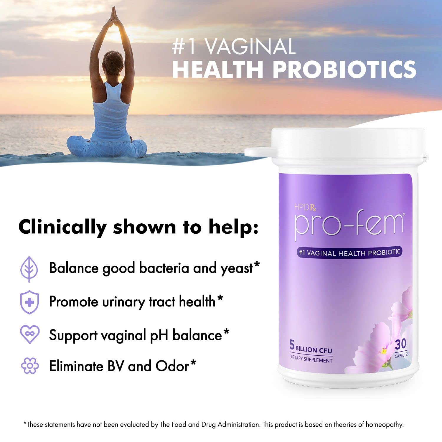 HPD Rx Pro-Fem #1 Vaginal Health Probiotic | Vaginal Probiotics | Clinically Proven to Promote Yeast & PH