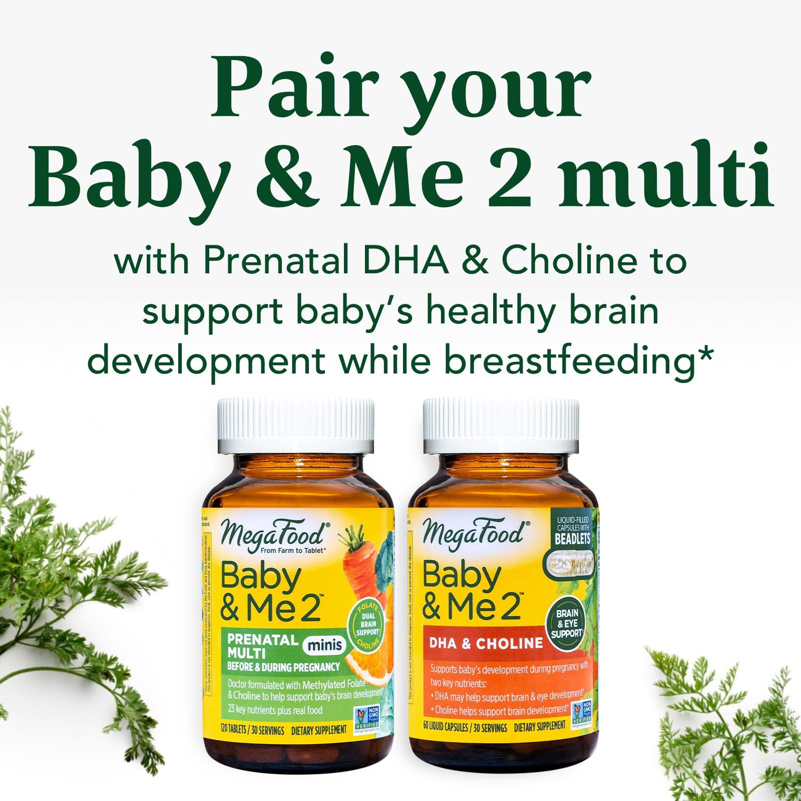 MegaFood Baby & Me 2 Prenatal Vitamin & Minerals - Vitamins for Women - with Folate