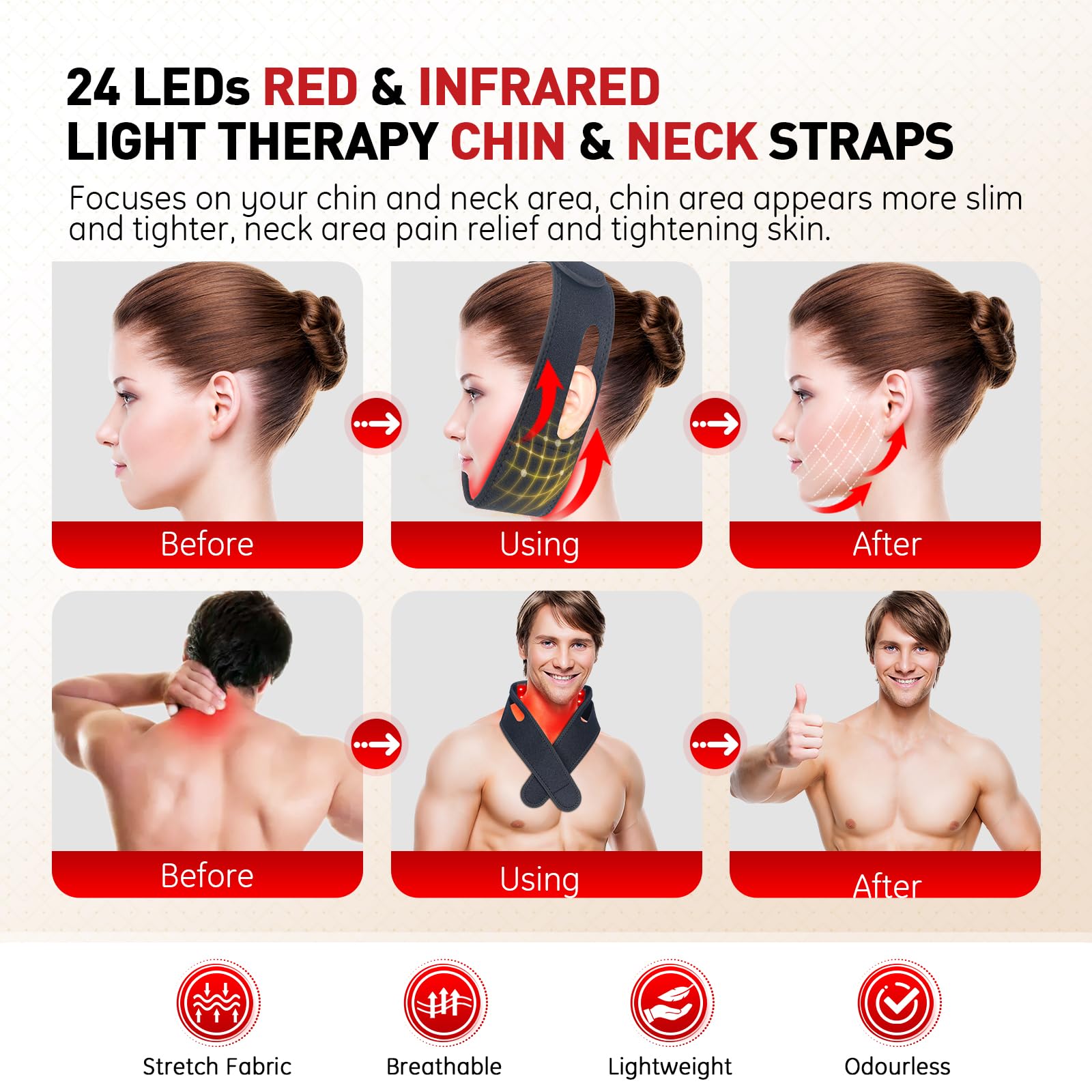 Rikimxin Red Light Therapy for Neck, 660nm Red Light and 850nm Near Infrared Light Therapy Pad