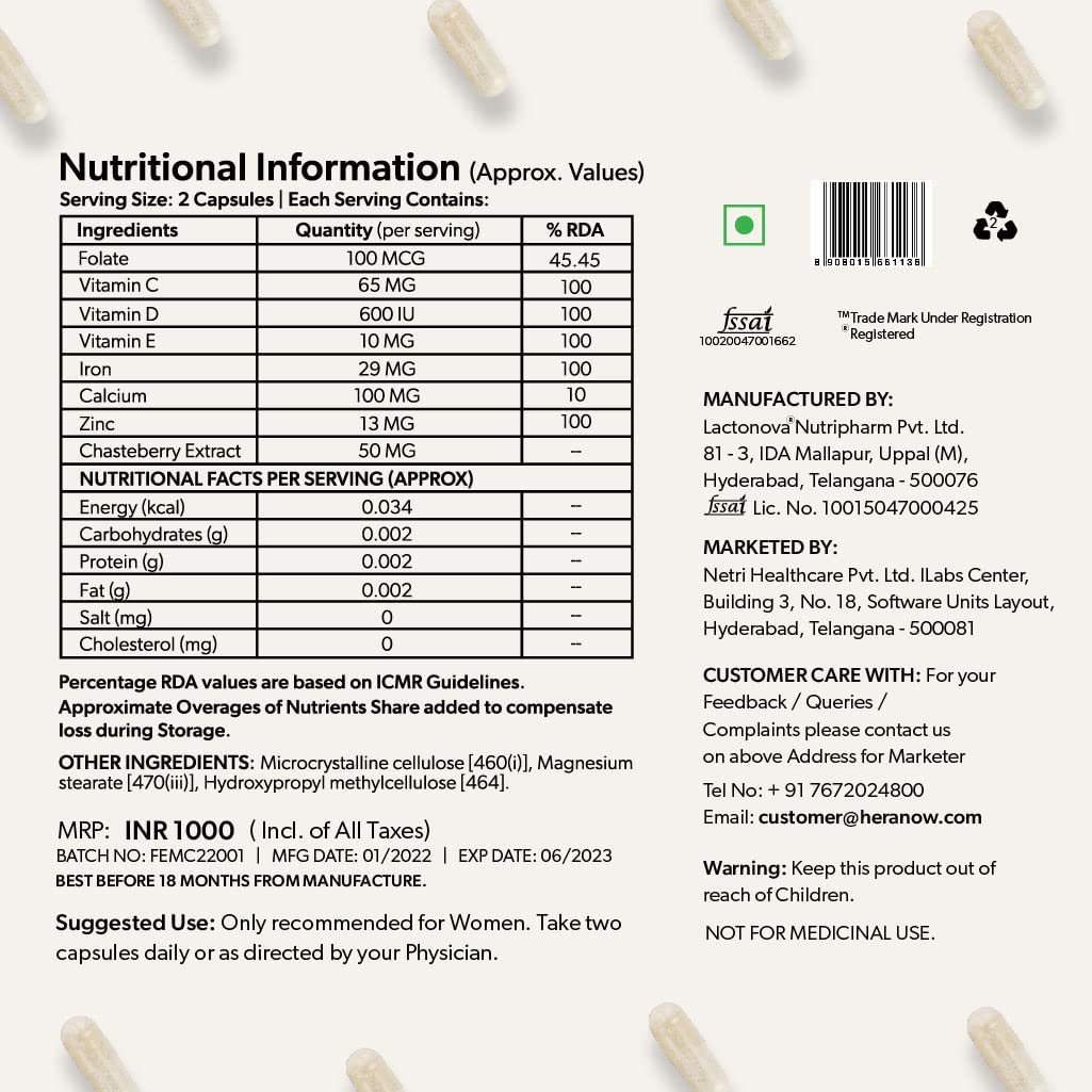 Verem Fertilife Multivitamin - Fertility, Hormones and Reproductive Health - Inositol, Essential Vitamins